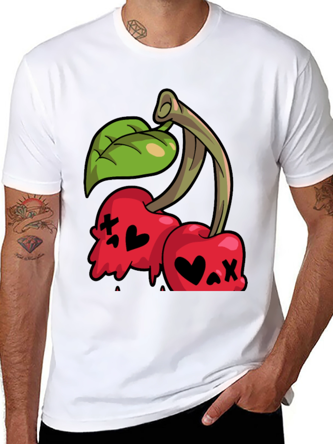 Cherry Skull Graphic Tee - Edgy Style