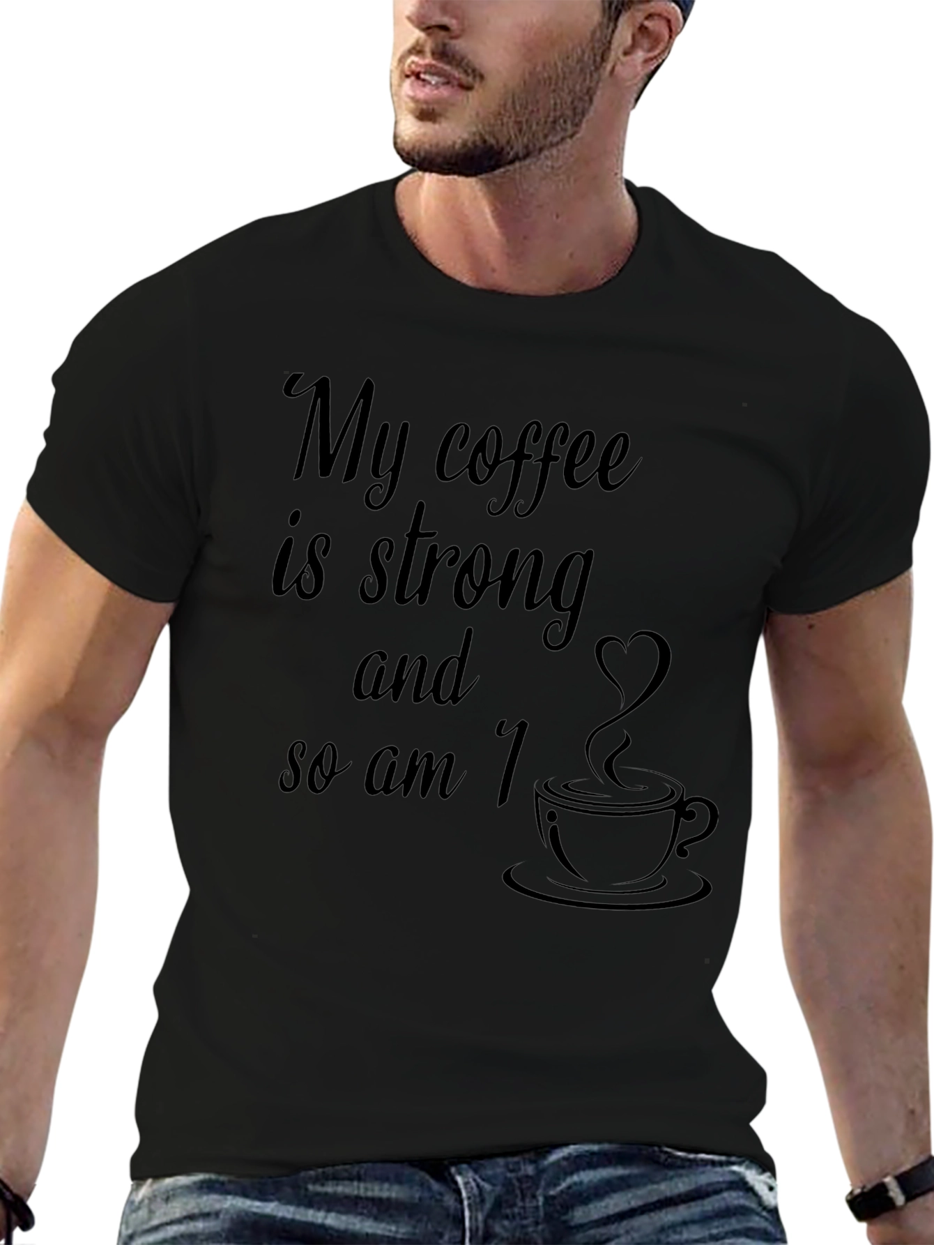 Strong Coffee Lovers Black Graphic Tee