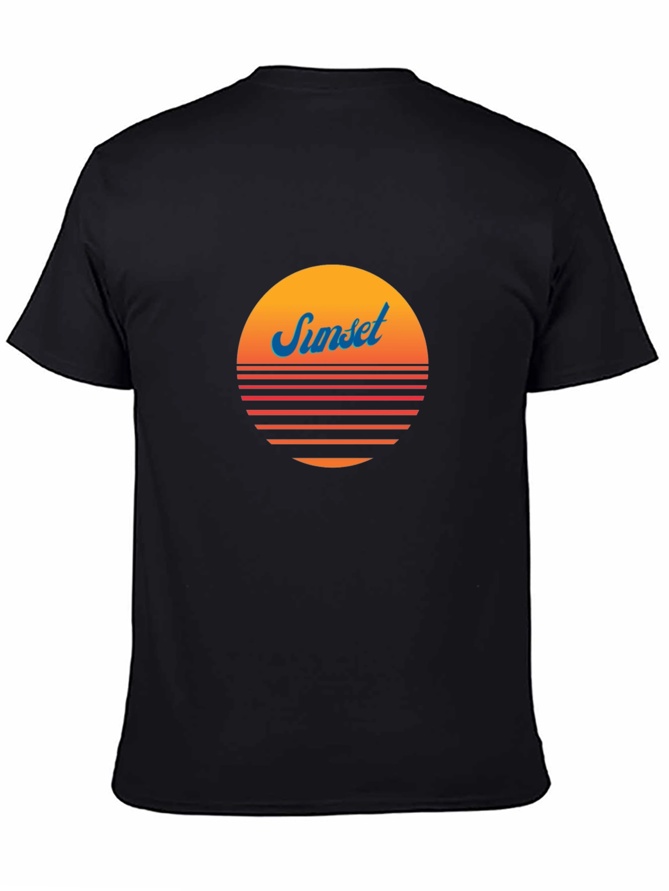 Retro Sunset Graphic Tee - Black Cotton Blend