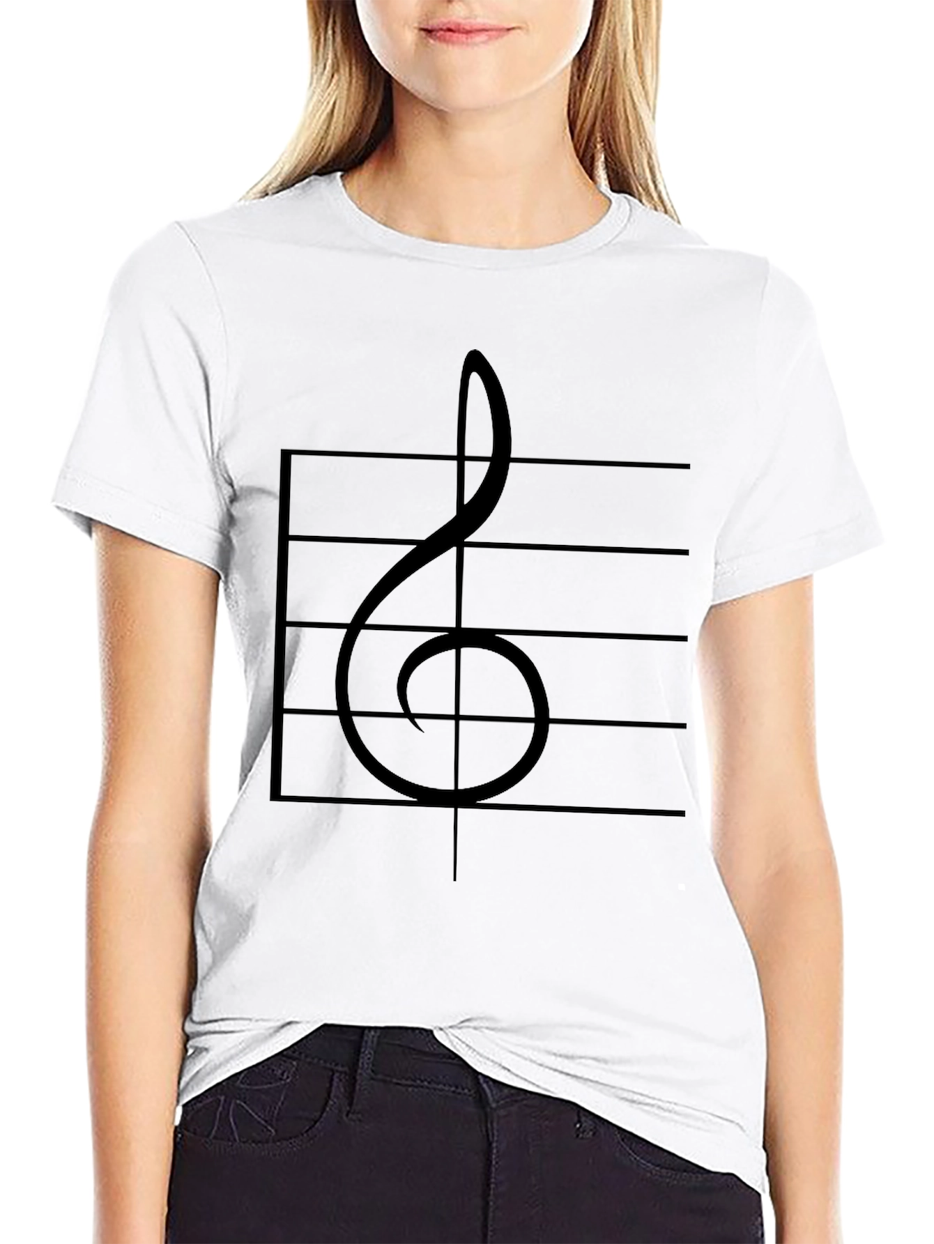 Musical Note T-Shirt - Bass Clef Staff Design