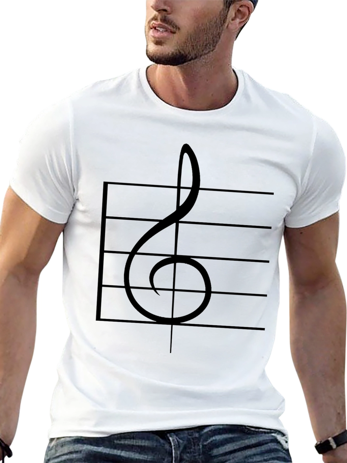 Musical Note T-Shirt - Bass Clef Staff Design