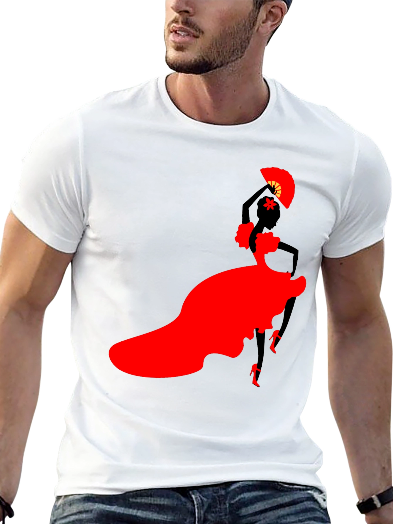 Flamenco Dancer Graphic Tee - Stylish Black T-Shirt