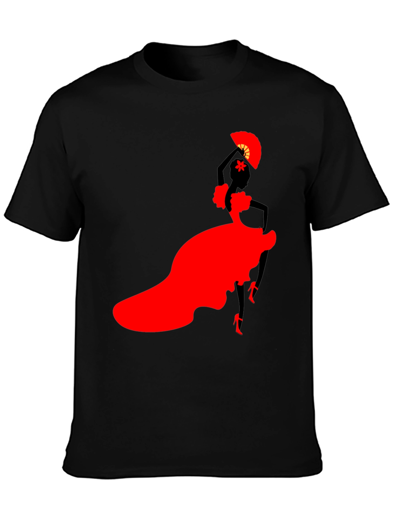 Flamenco Dancer Graphic Tee - Stylish Black T-Shirt