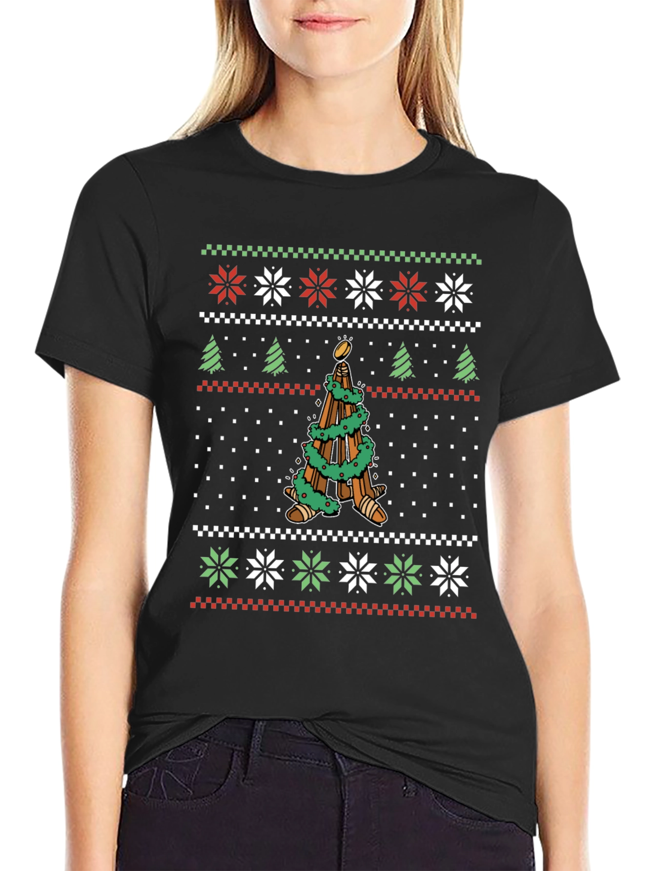 Festive Ugly Christmas T-Shirt - Unique Tree Design