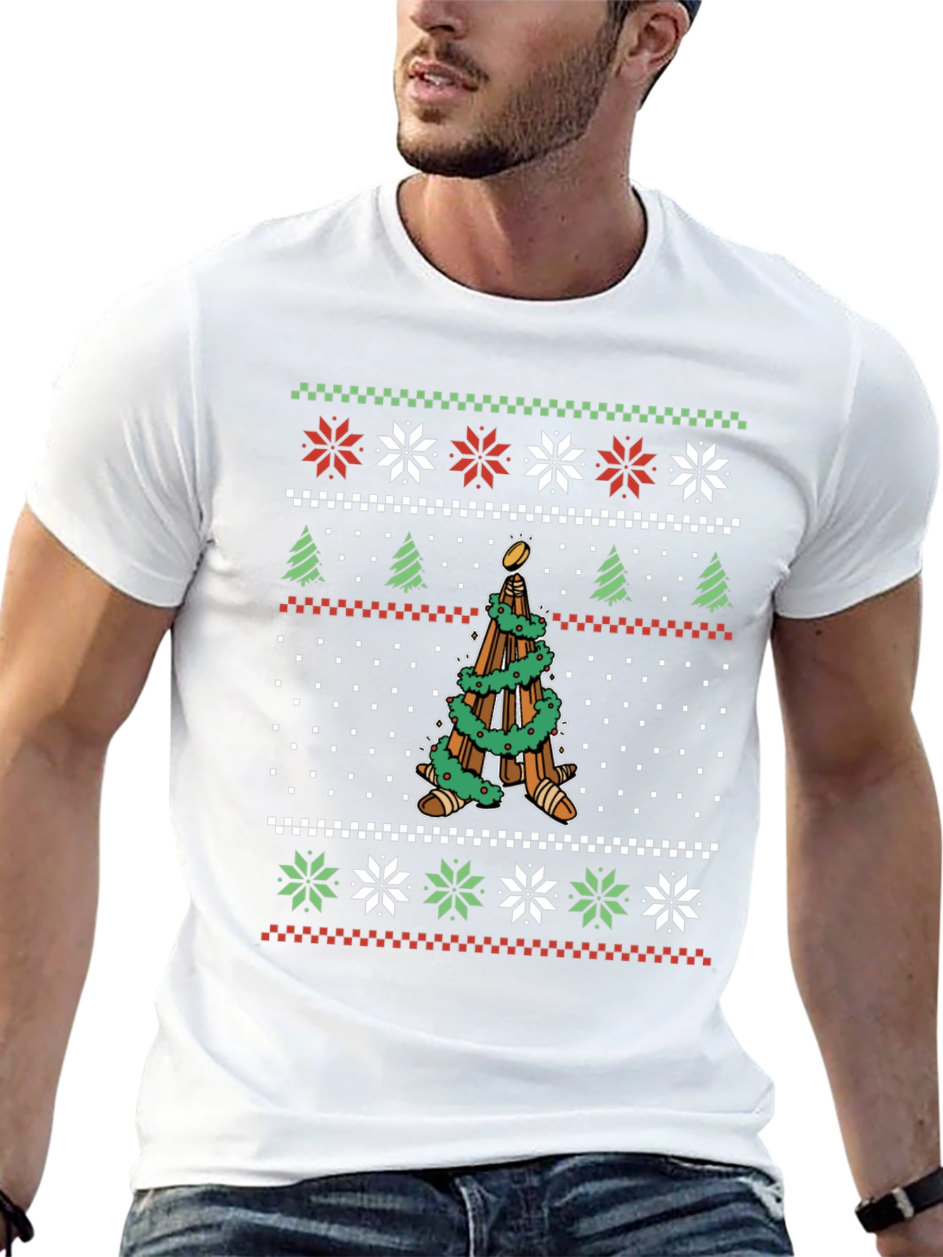 Festive Ugly Christmas T-Shirt - Unique Tree Design