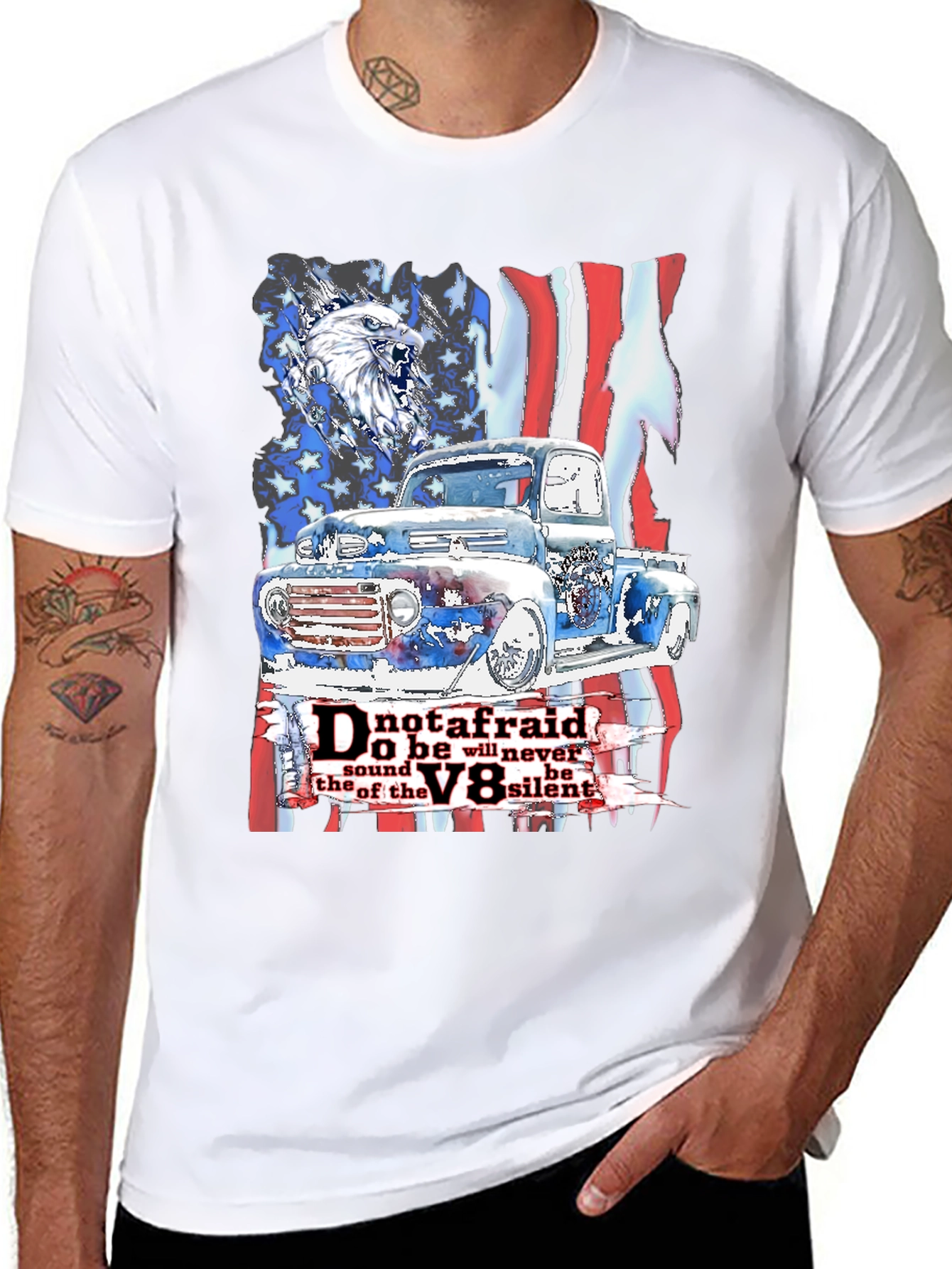 Patriotic Truck V8 T-Shirt - Freedom Apparel