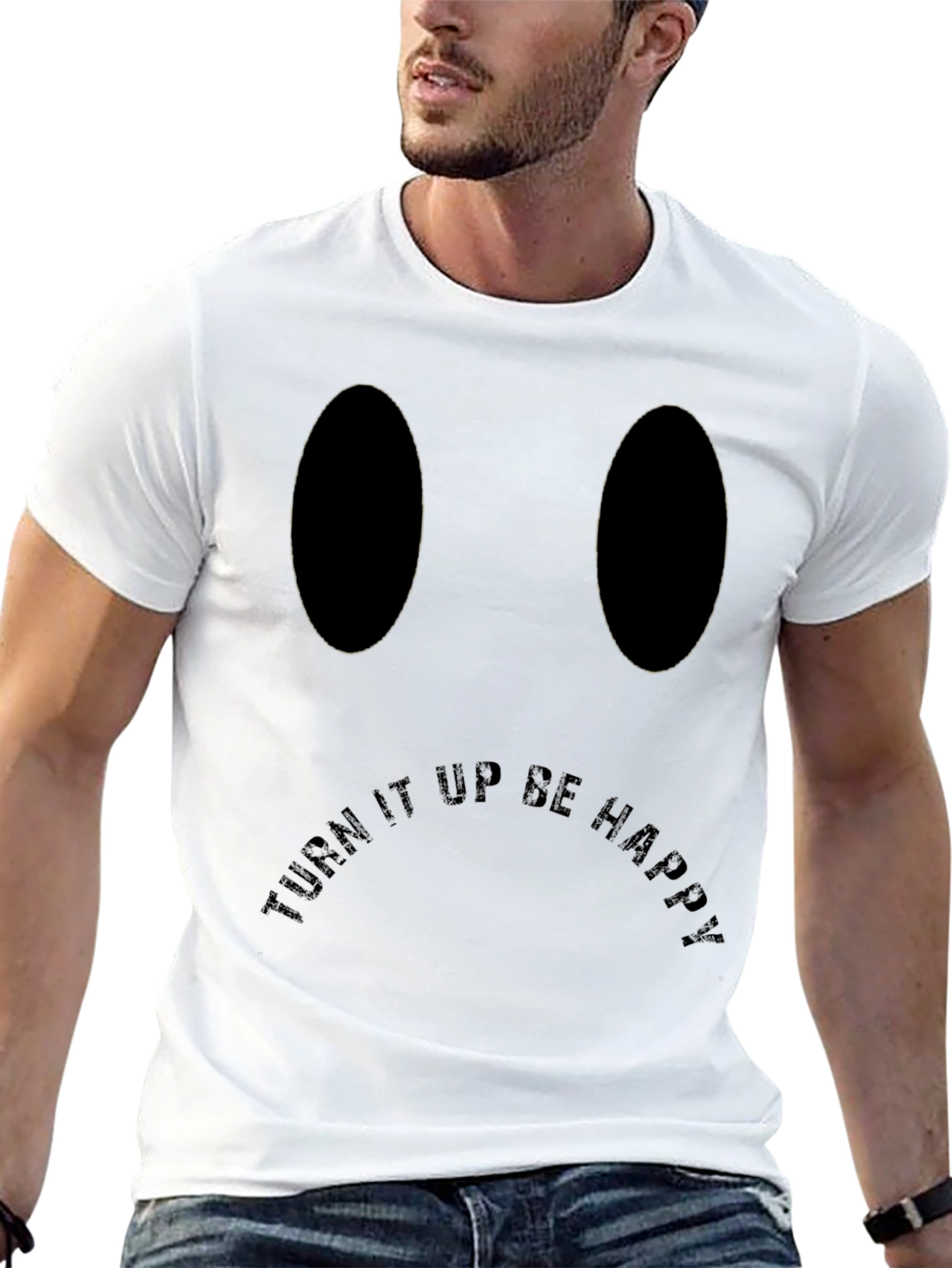 Turn It Up Be Happy Black Graphic Tee