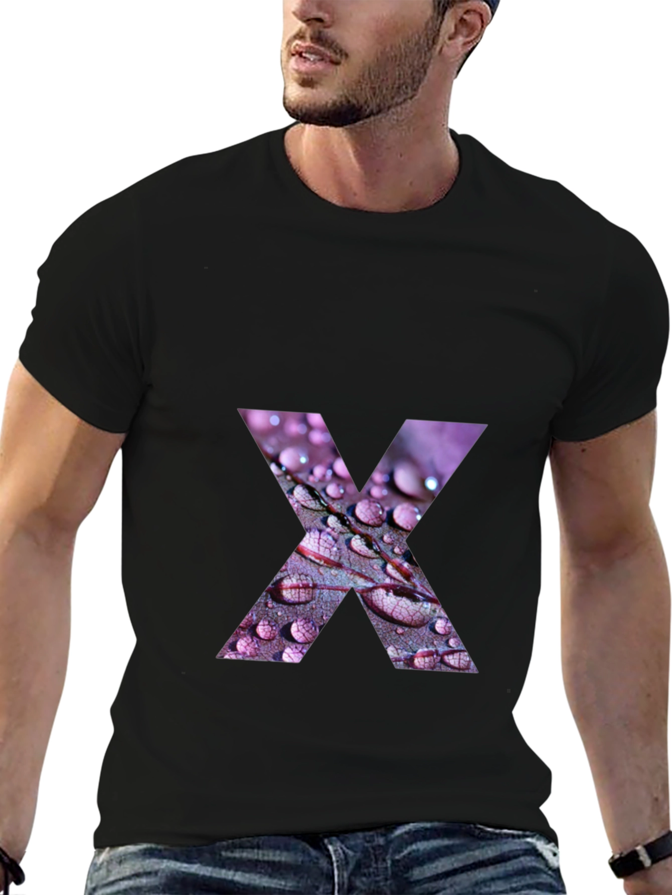 Abstract X Graphic Tee - Stylish Black Cotton T-Shirt