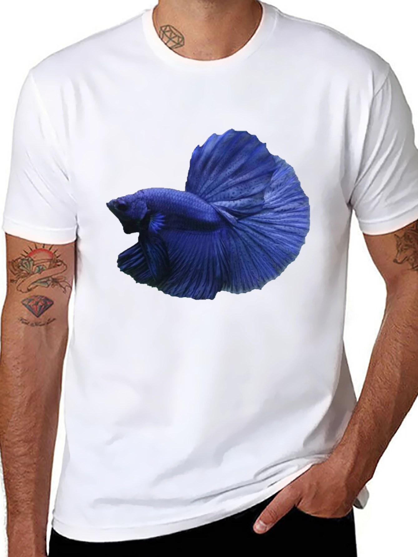 Blue Betta Fish Graphic T-Shirt - Stylish Casual Tee