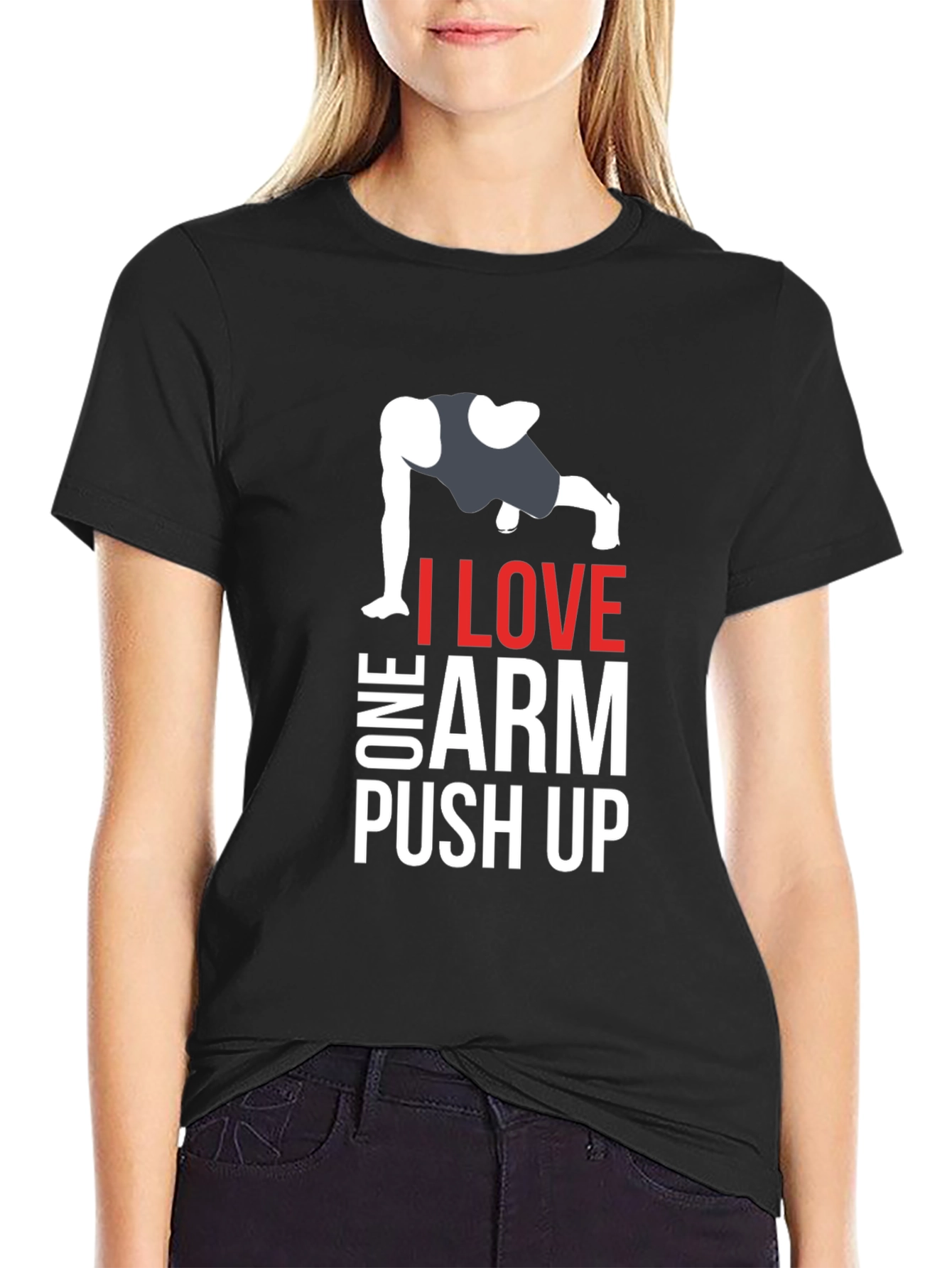 I Love One Arm Push Up Graphic Tee
