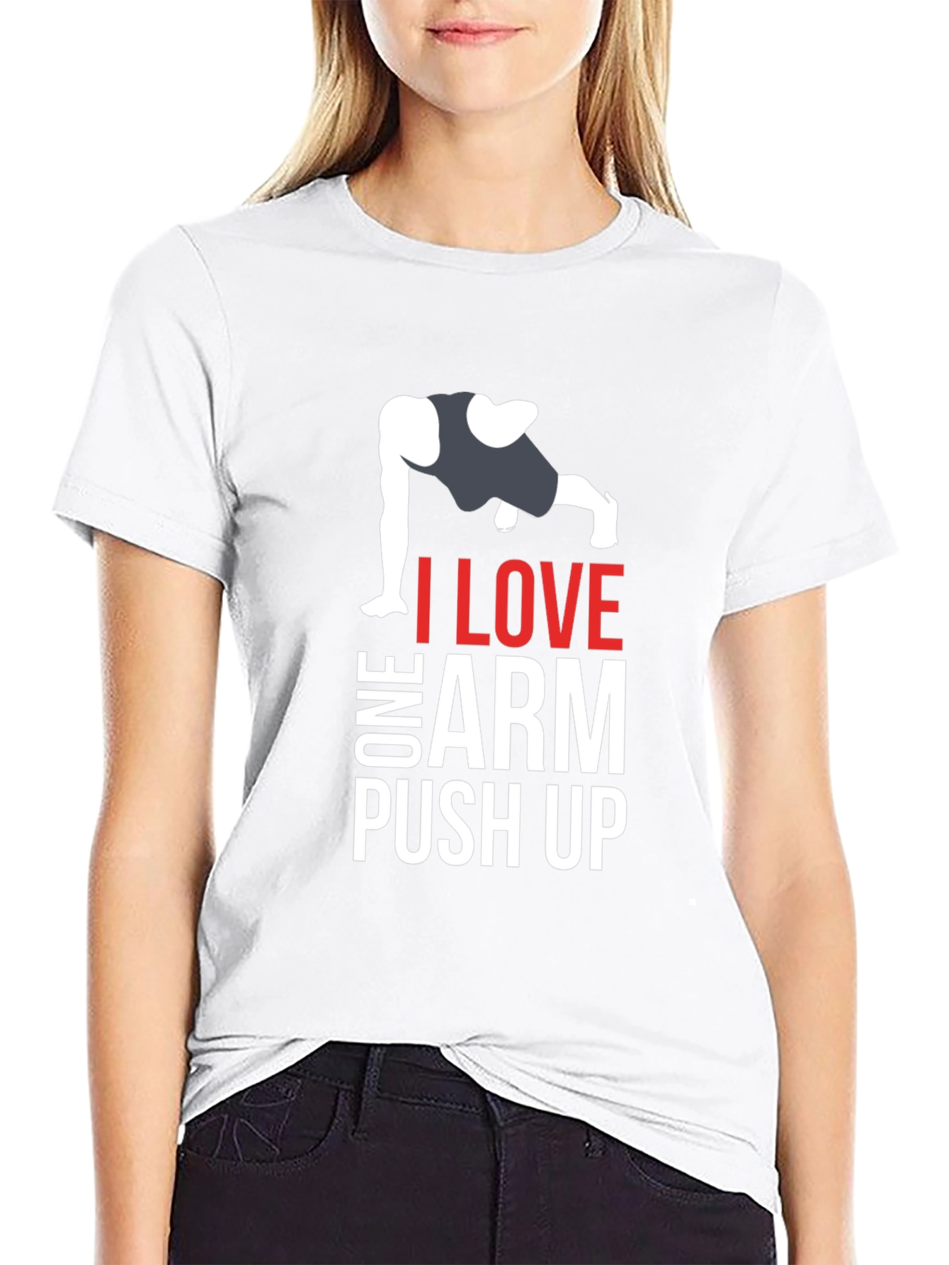 I Love One Arm Push Up Graphic Tee