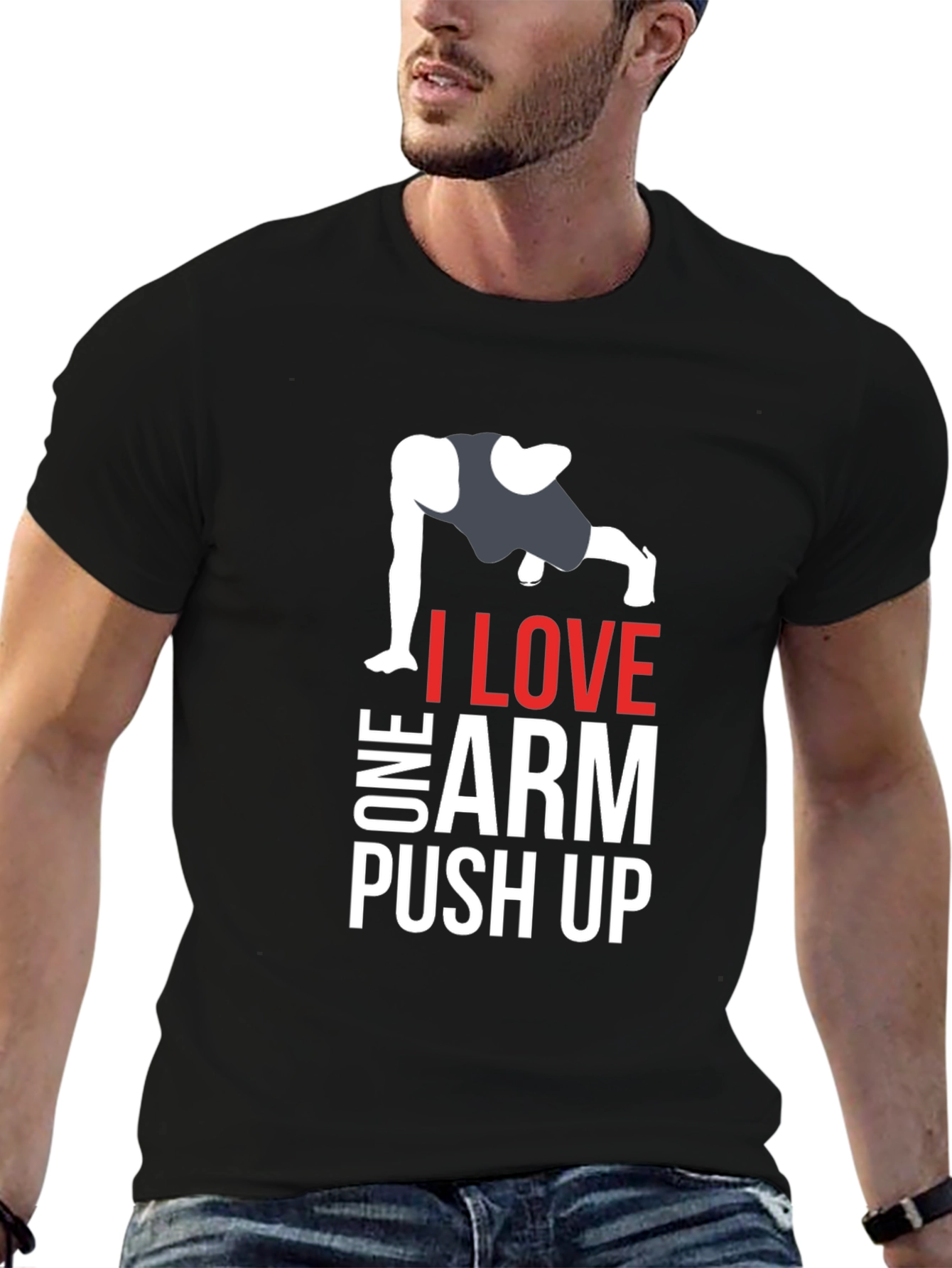 I Love One Arm Push Up Graphic Tee
