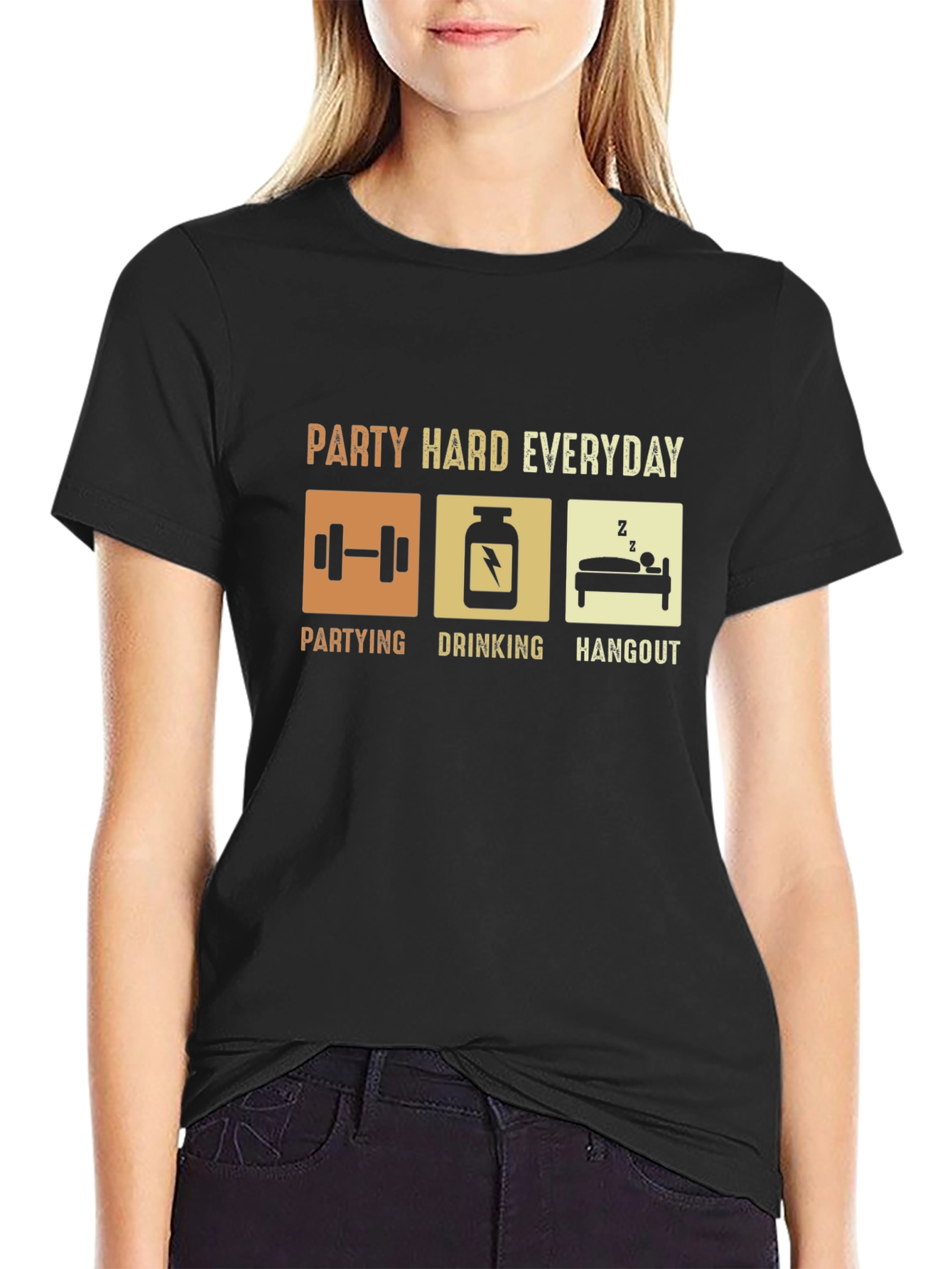 Party Hard Everyday Graphic T-Shirt - Black