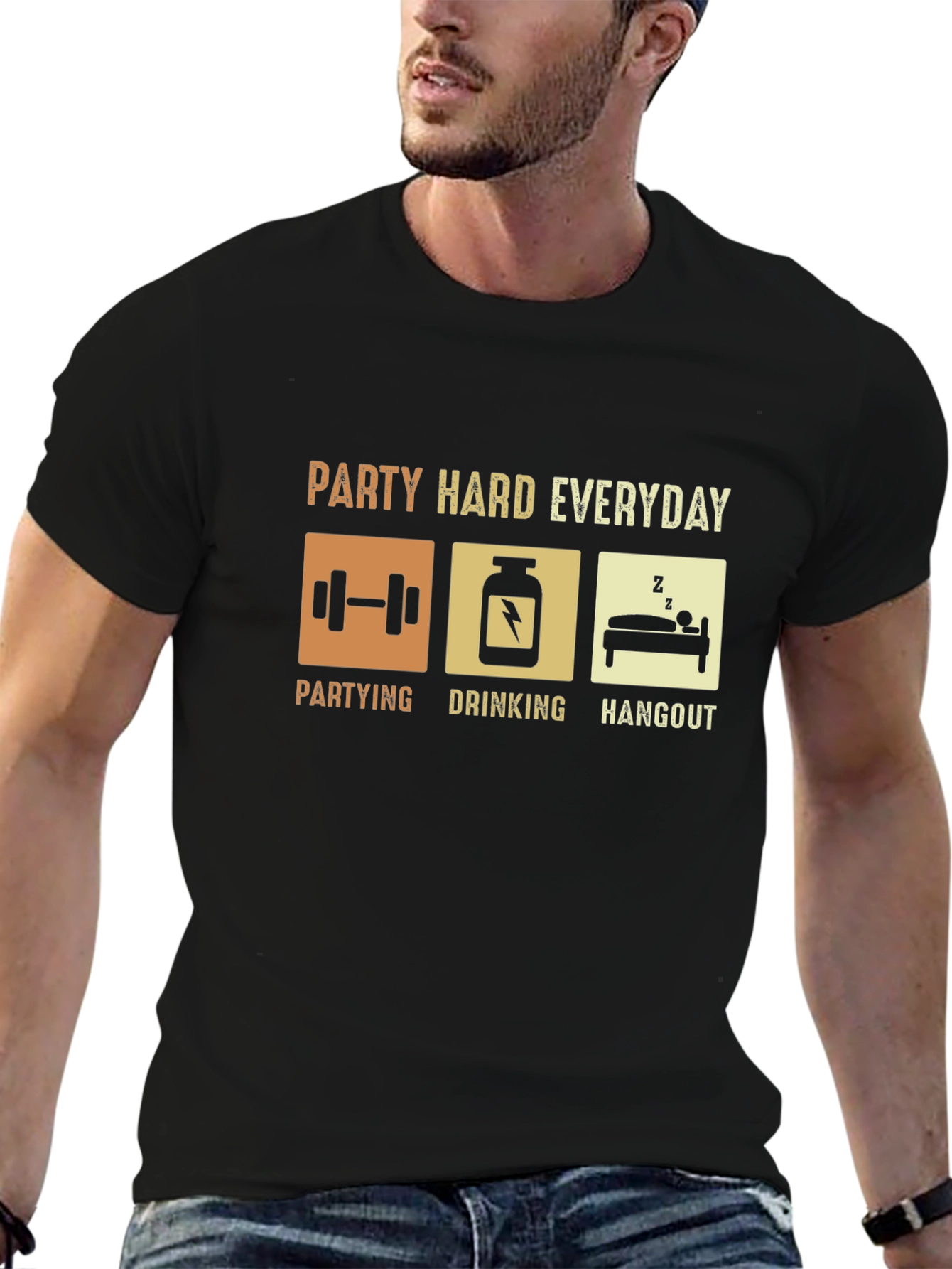 Party Hard Everyday Graphic T-Shirt - Black