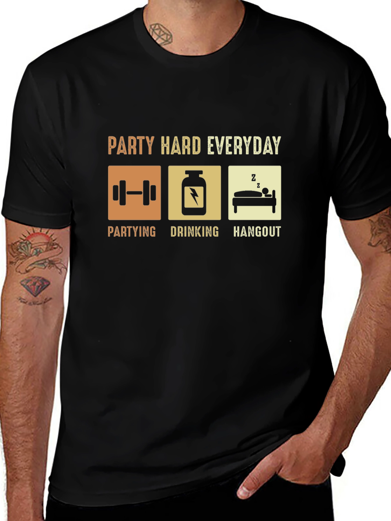 Party Hard Everyday Graphic T-Shirt - Black