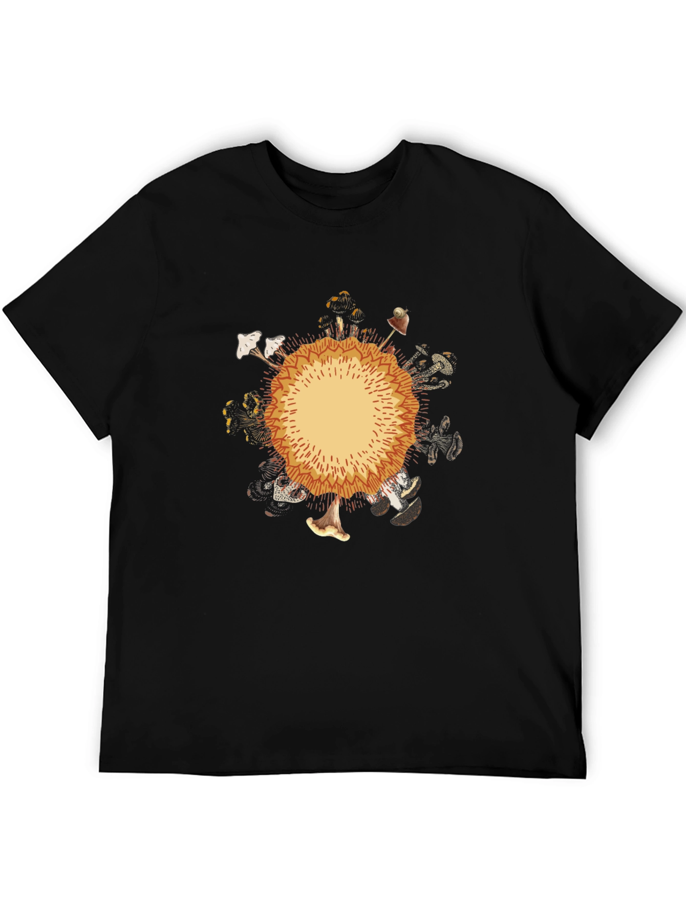 Mushroom Circle Graphic Black T-Shirt