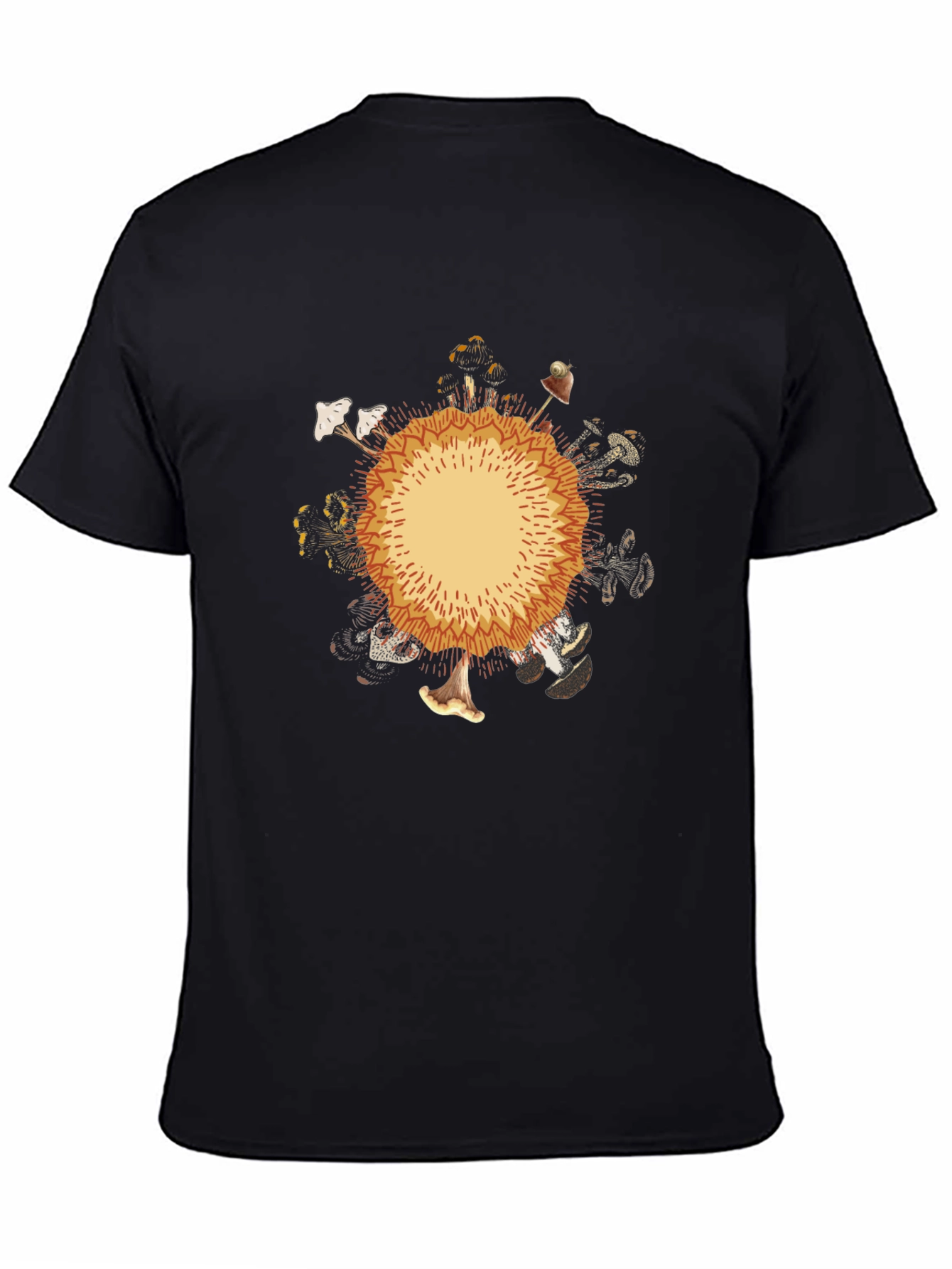 Mushroom Circle Graphic Black T-Shirt