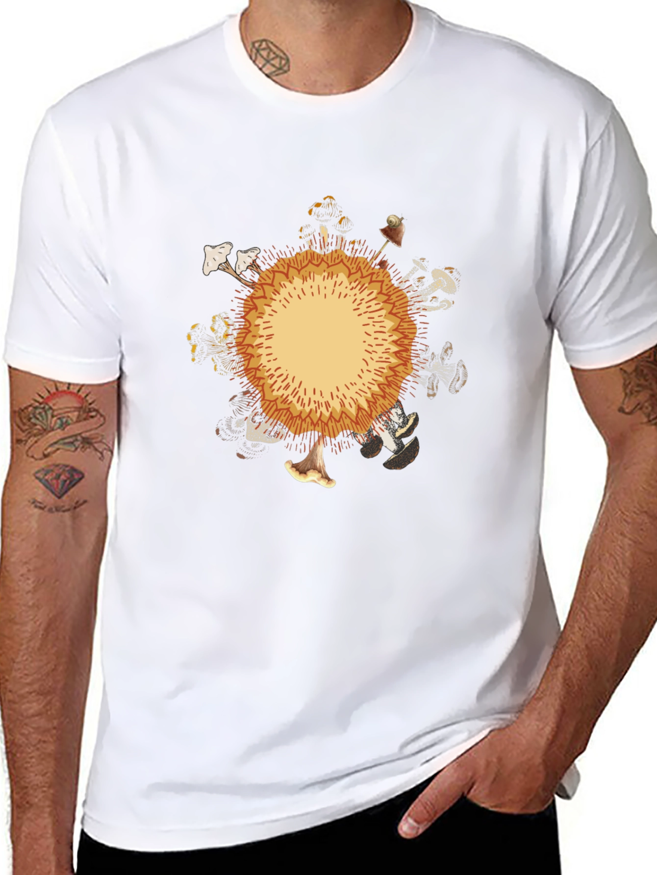 Mushroom Circle Graphic Black T-Shirt
