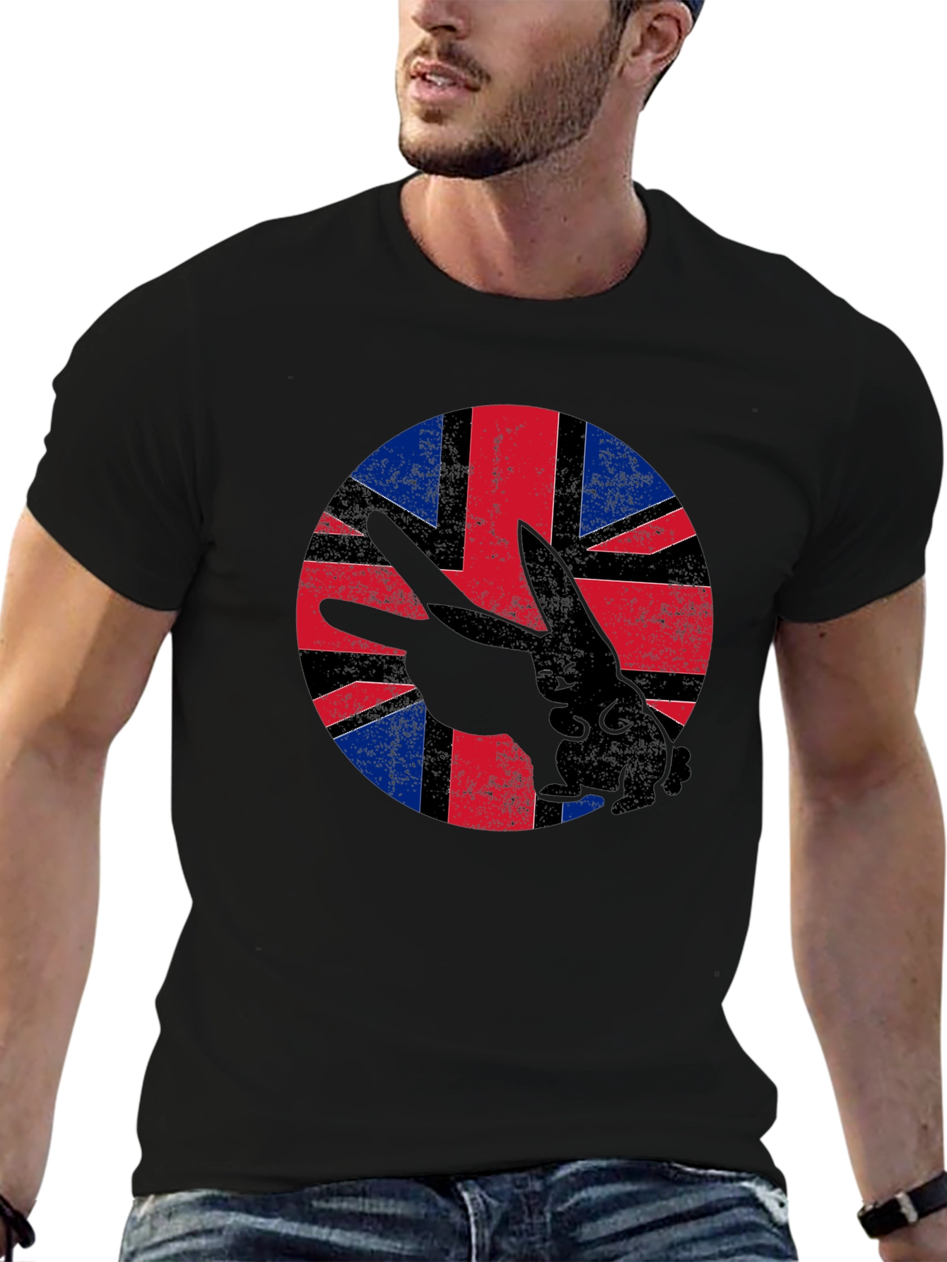 British Flag Rabbit Tee - Unique Graphic Print Shirt