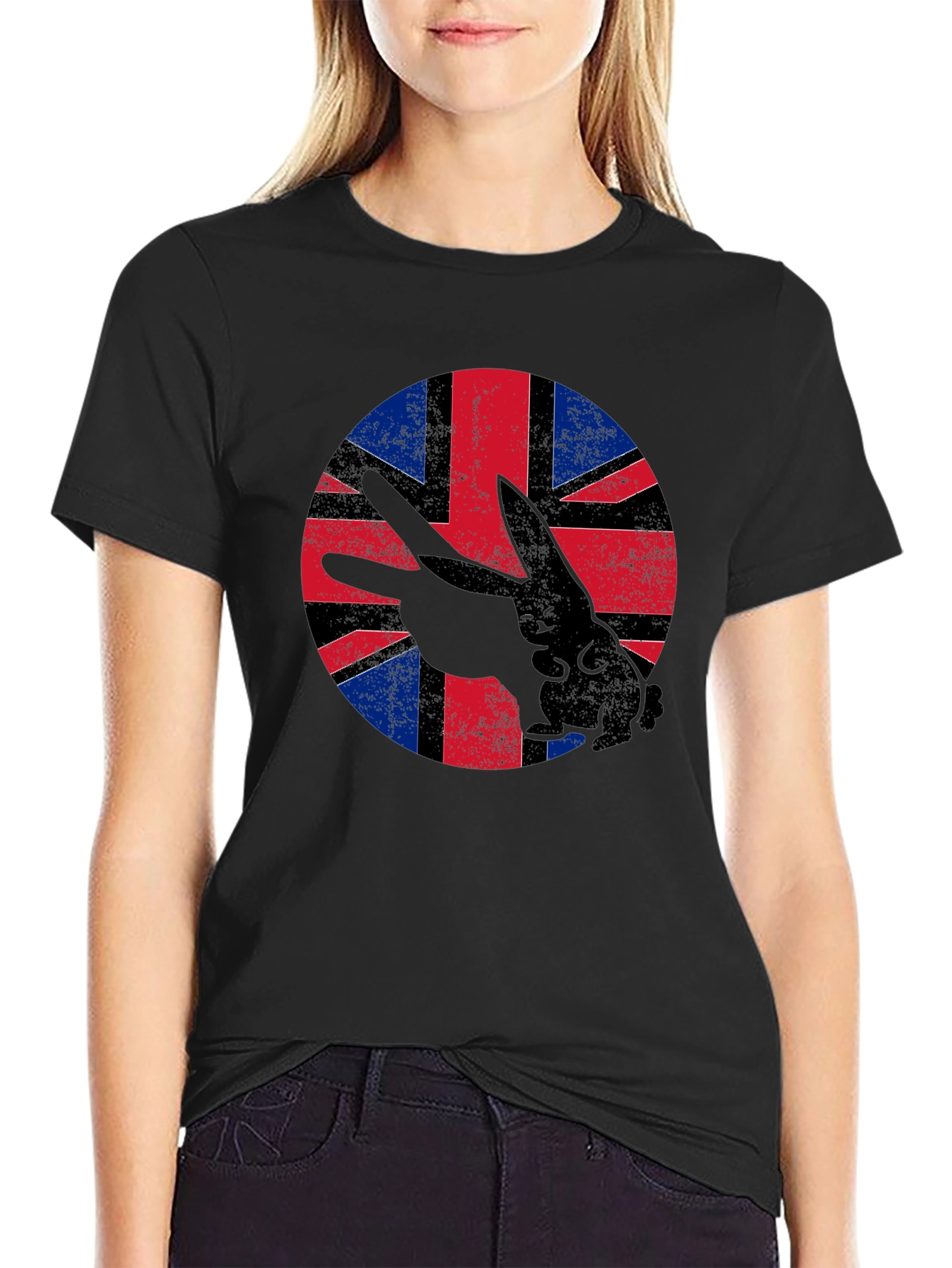 British Flag Rabbit Tee - Unique Graphic Print Shirt