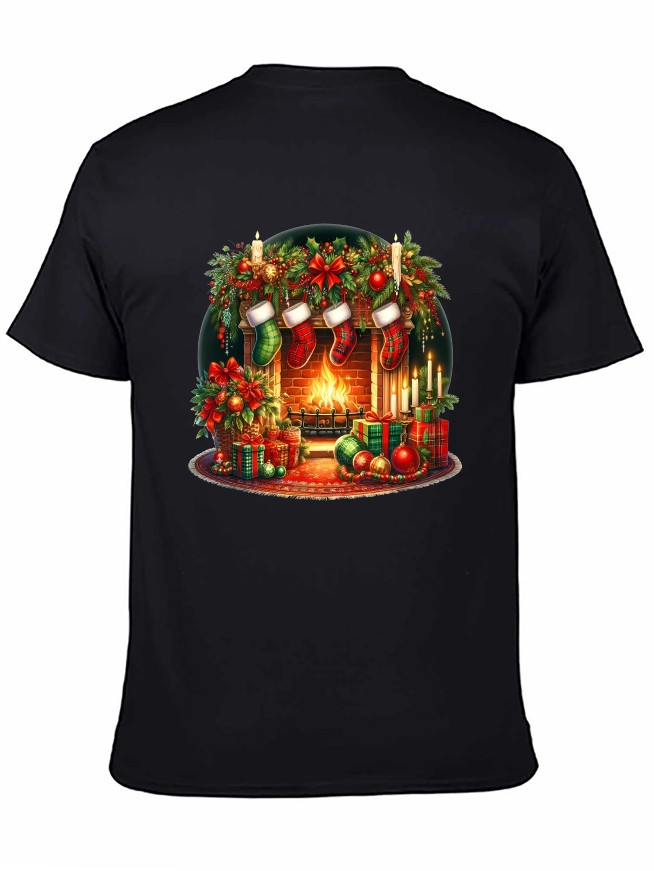 Festive Fireplace Christmas T-Shirt