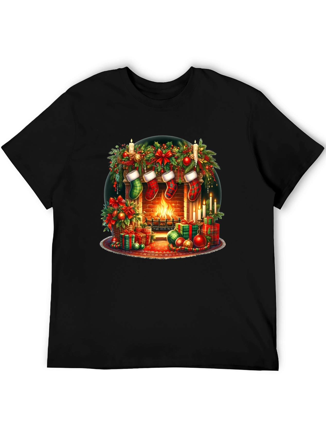 Festive Fireplace Christmas T-Shirt