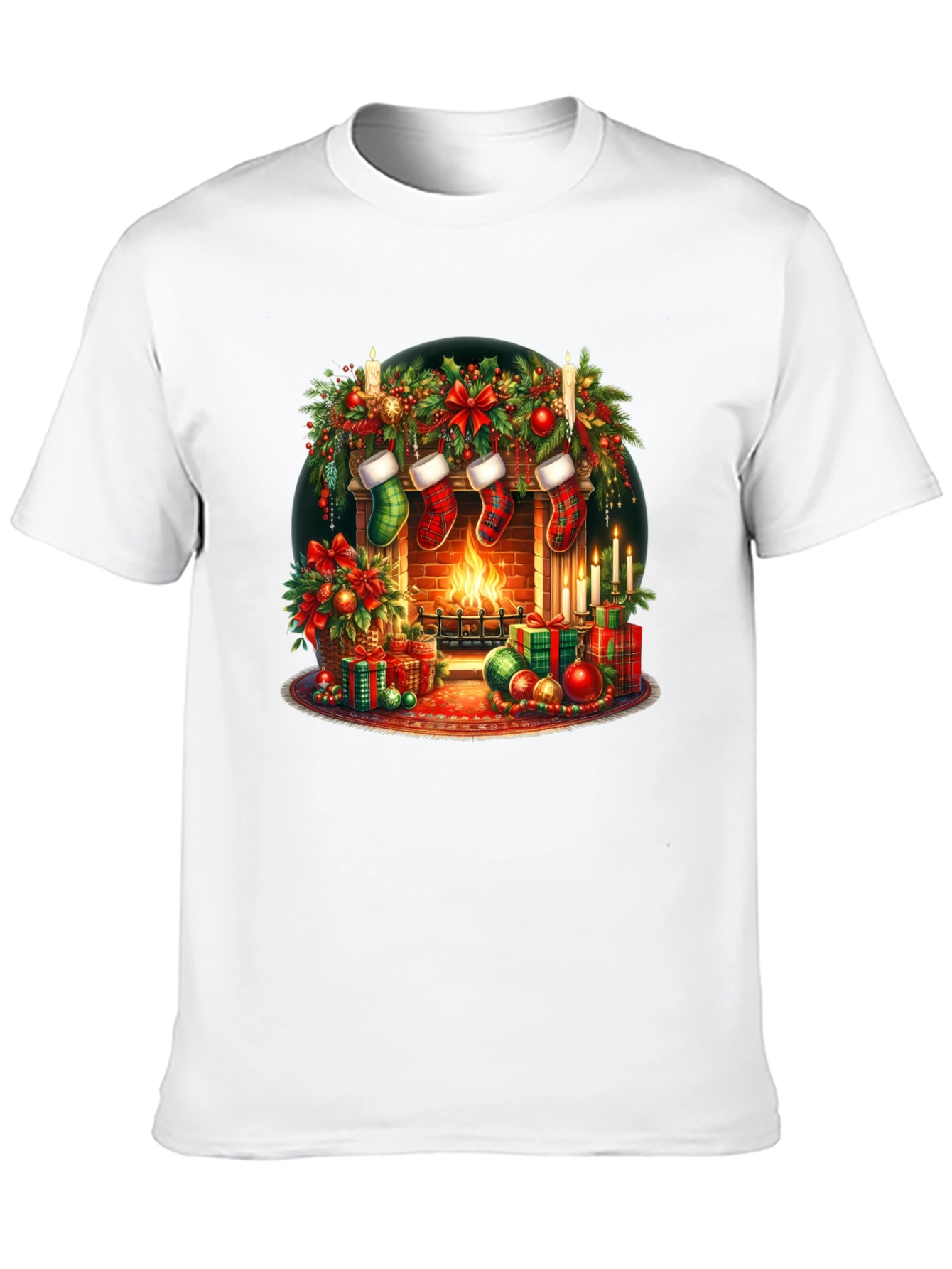 Festive Fireplace Christmas T-Shirt