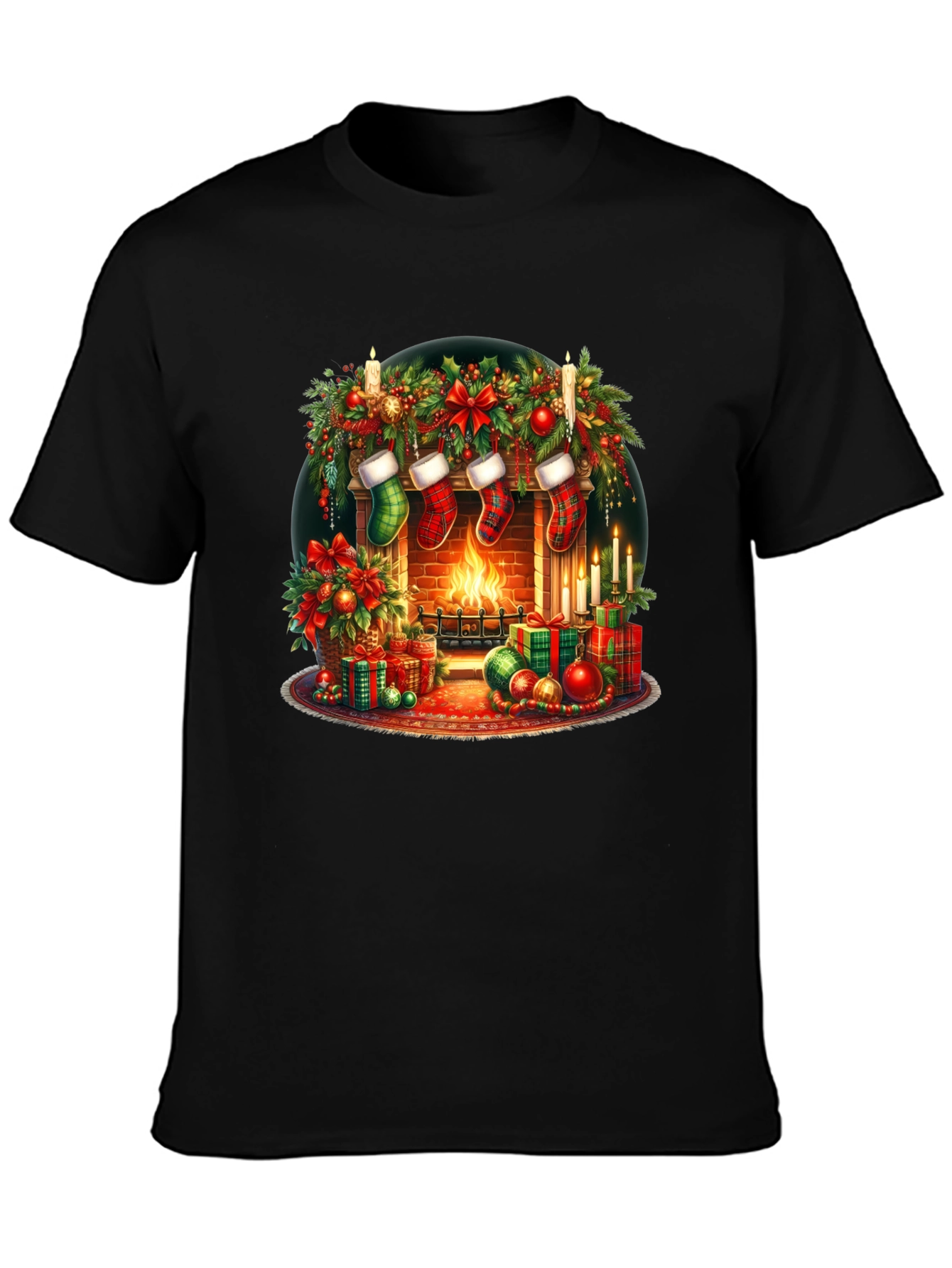 Festive Fireplace Christmas T-Shirt