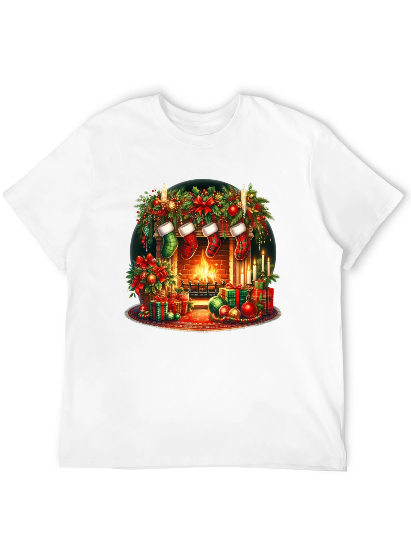Festive Fireplace Christmas T-Shirt