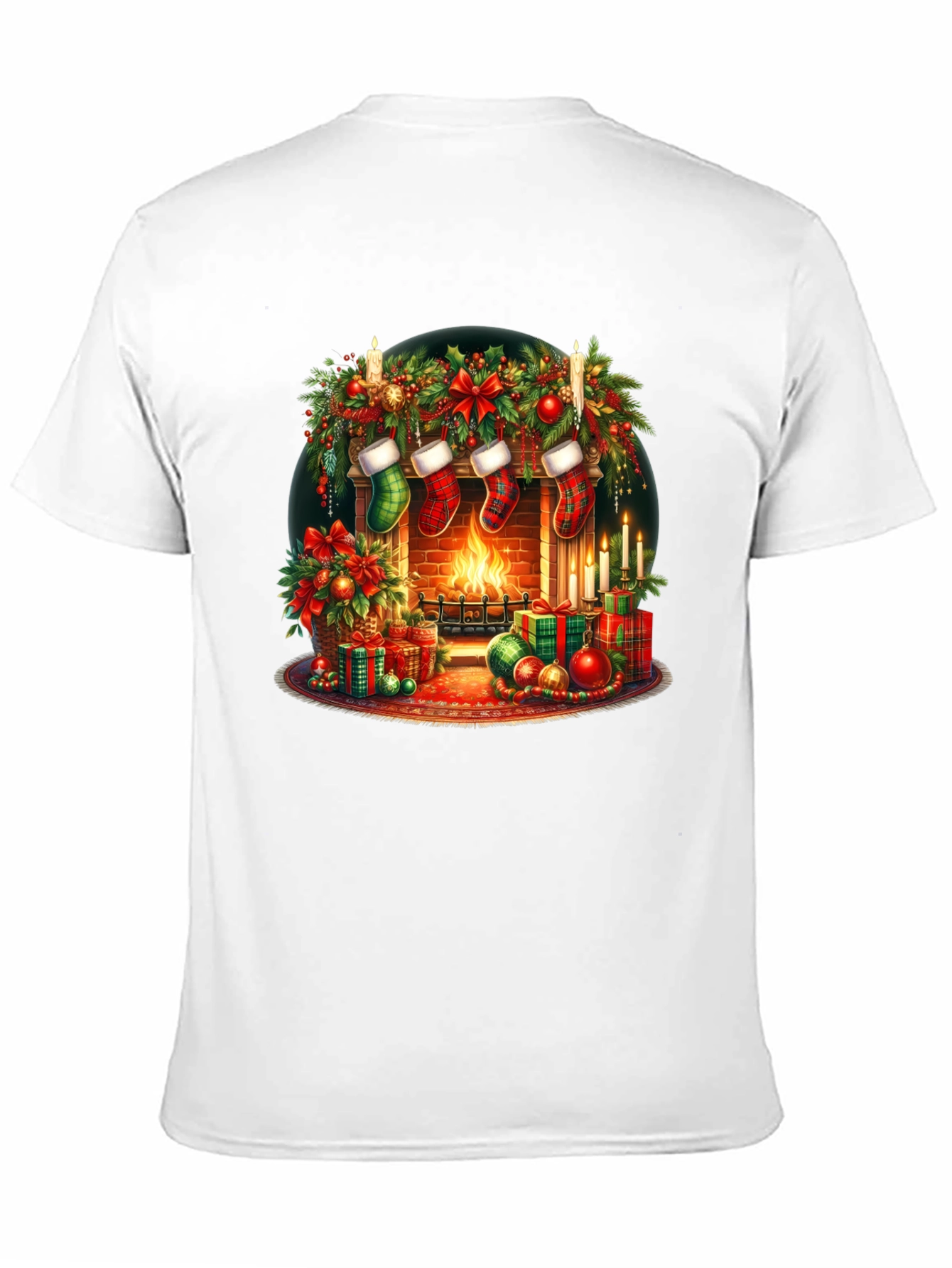 Festive Fireplace Christmas T-Shirt