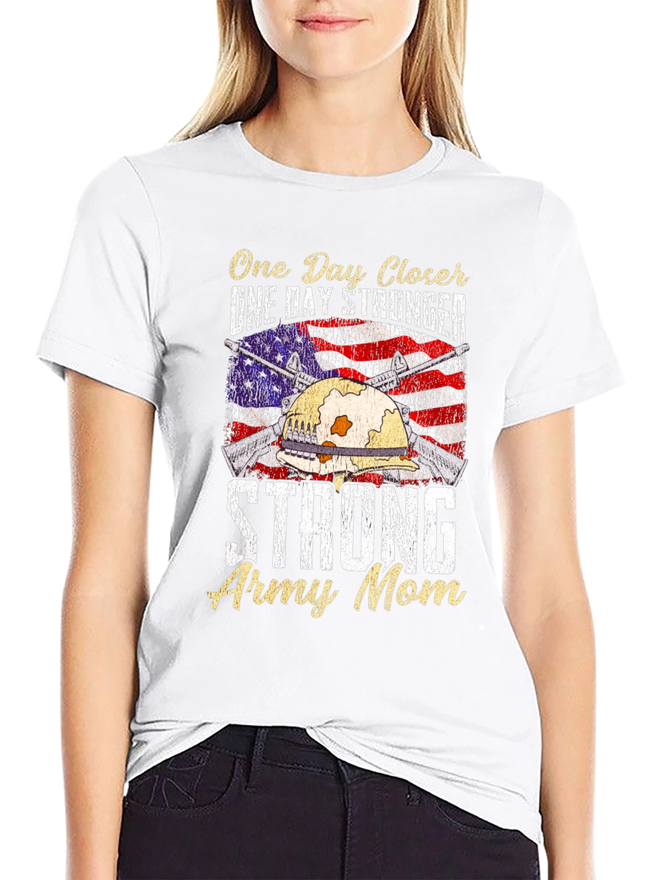 Strong Army Mom T-Shirt - Patriotic Design
