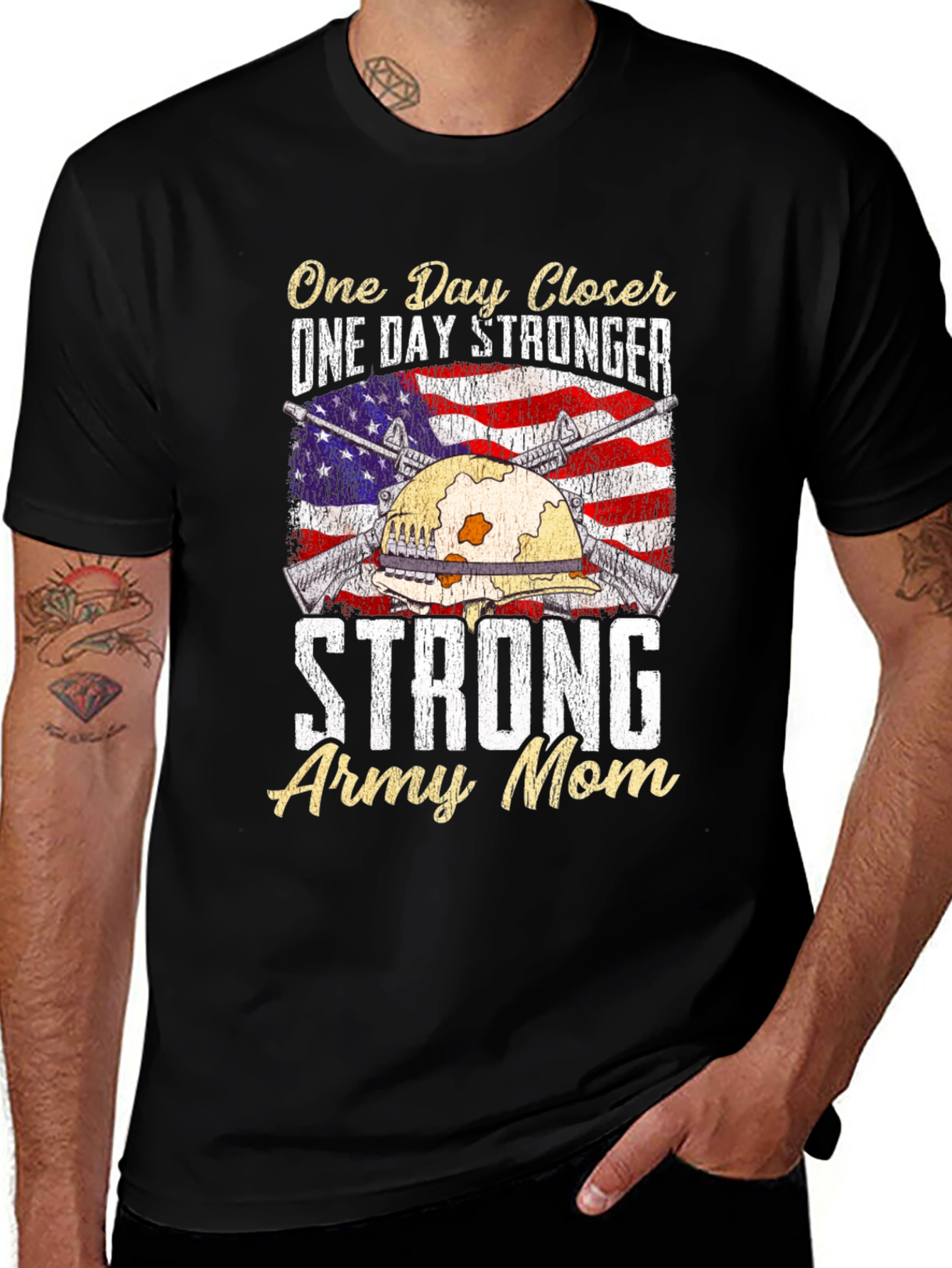 Strong Army Mom T-Shirt - Patriotic Design
