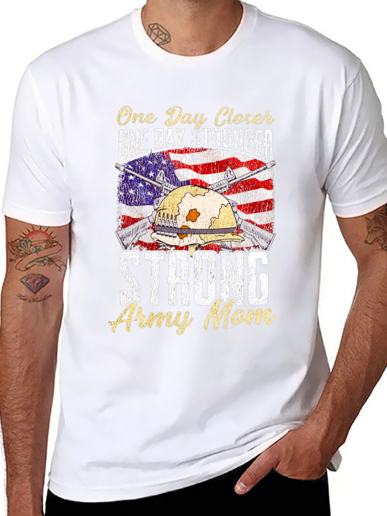 Strong Army Mom T-Shirt - Patriotic Design