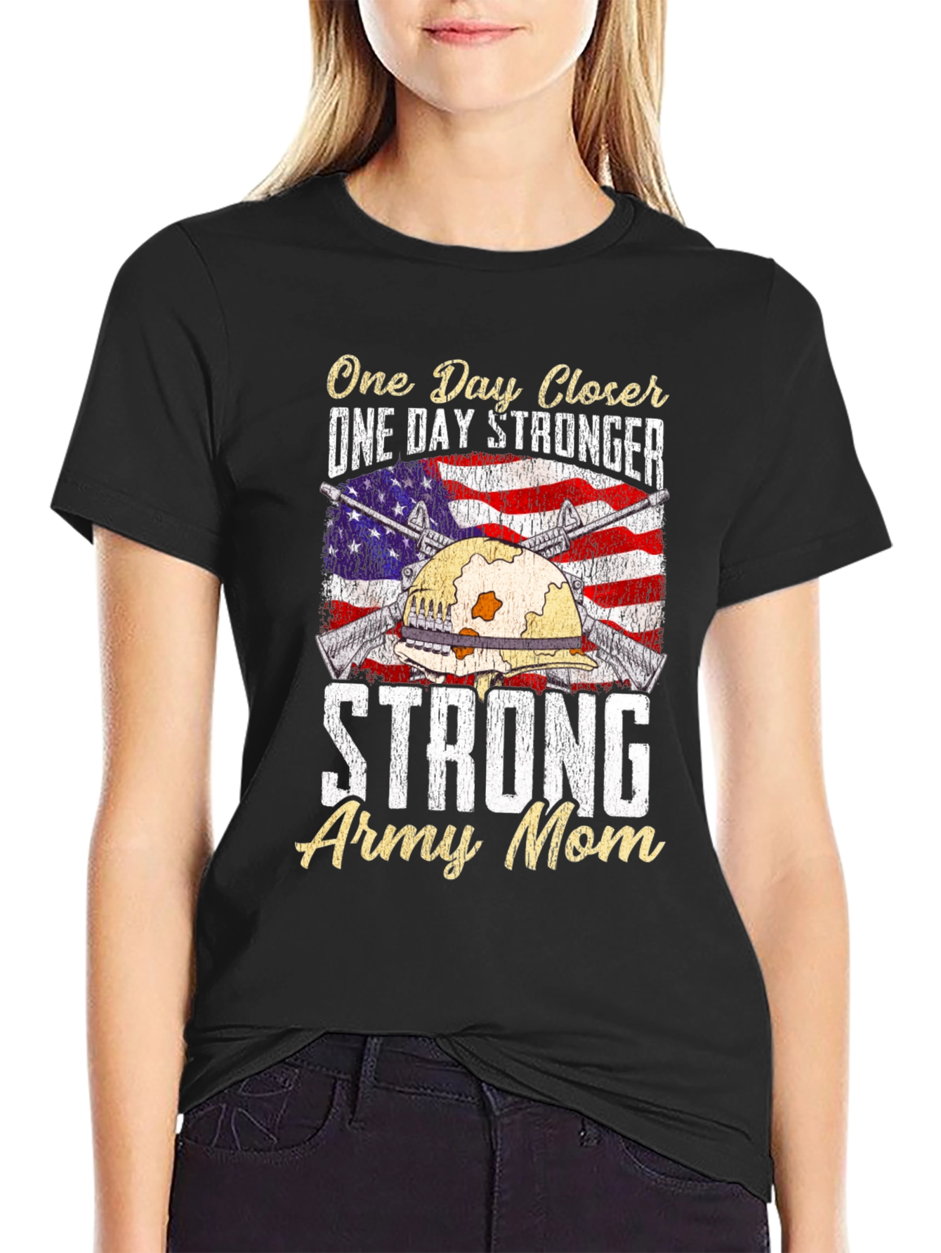 Strong Army Mom T-Shirt - Patriotic Design