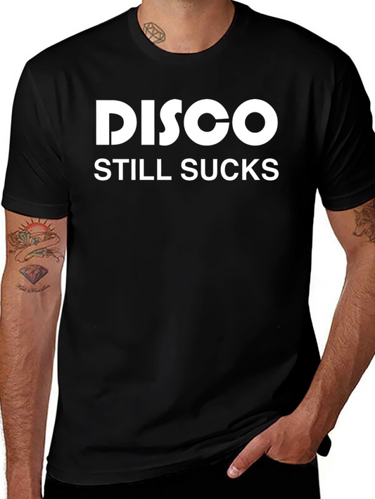 Disco Still Sucks Graphic Tee - Black Cotton T-Shirt