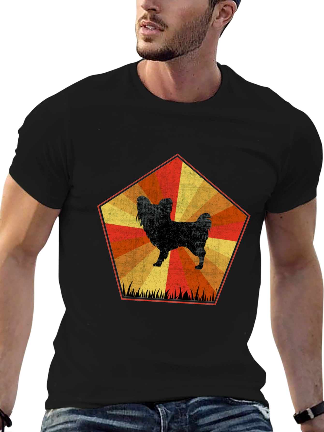 Retro Dog Graphic Tee - Unisex Black T-Shirt