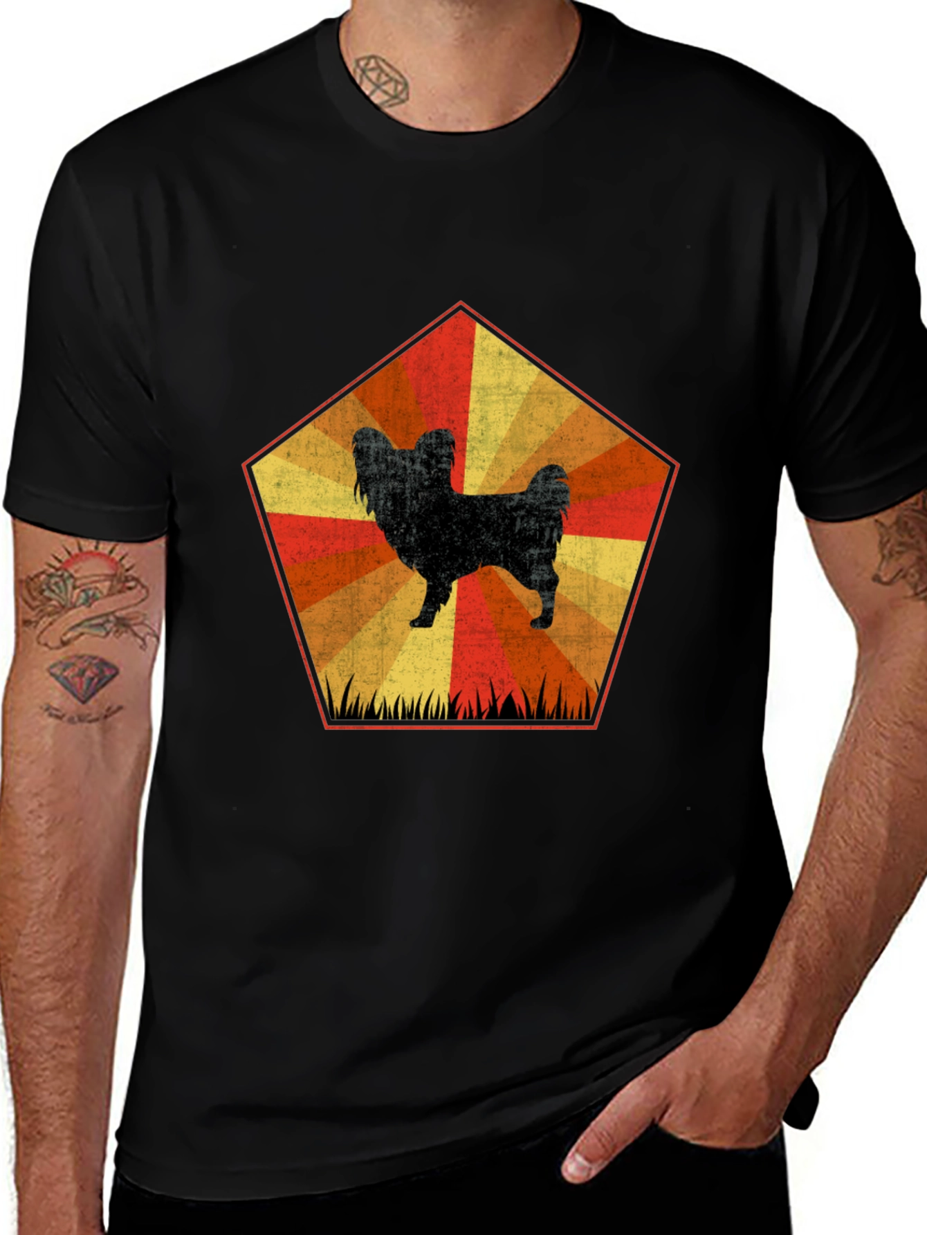 Retro Dog Graphic Tee - Unisex Black T-Shirt