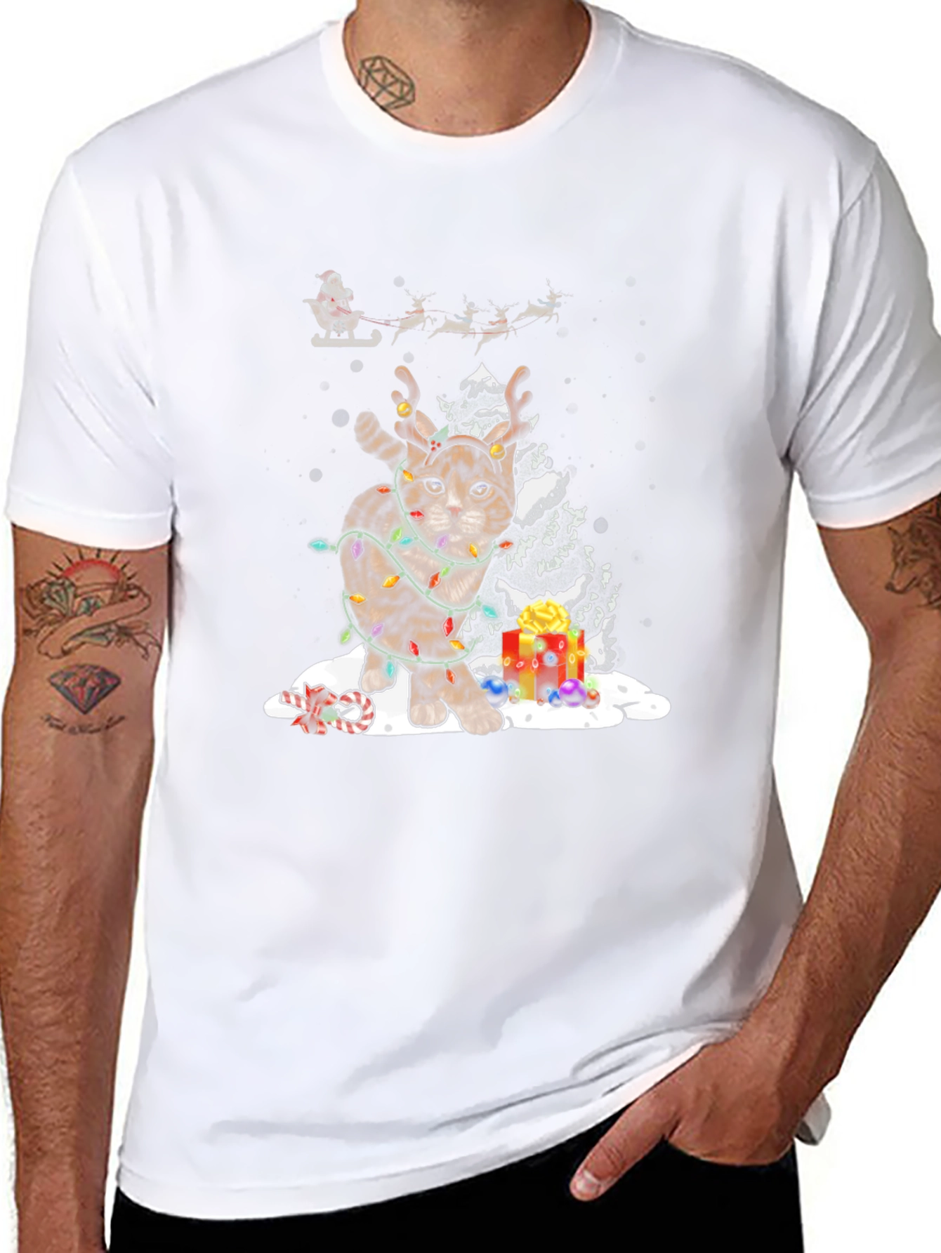 Festive Cat Christmas T-Shirt