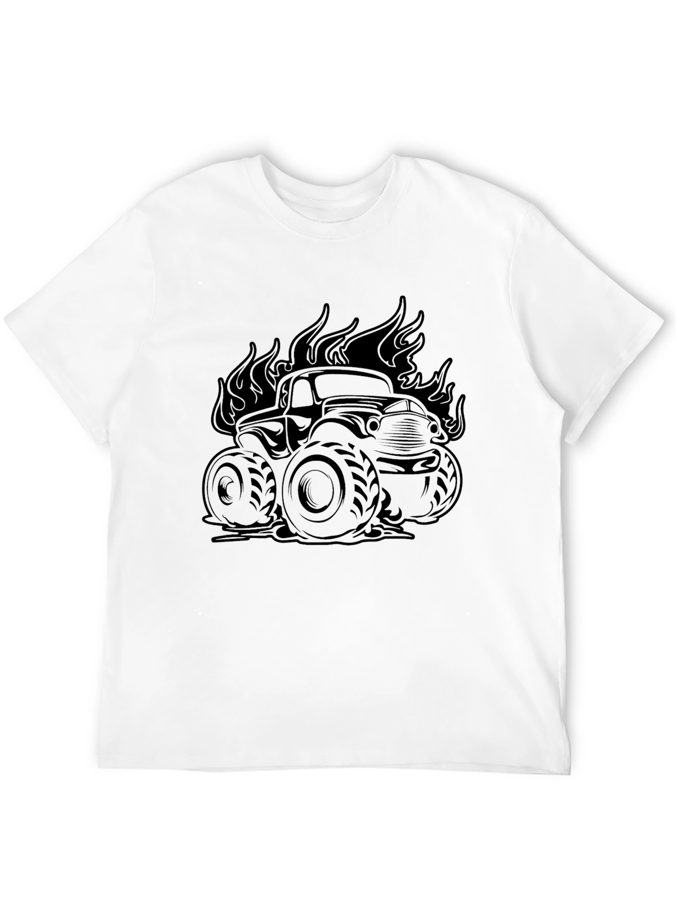Monster Truck Flames Graphic Tee - Black