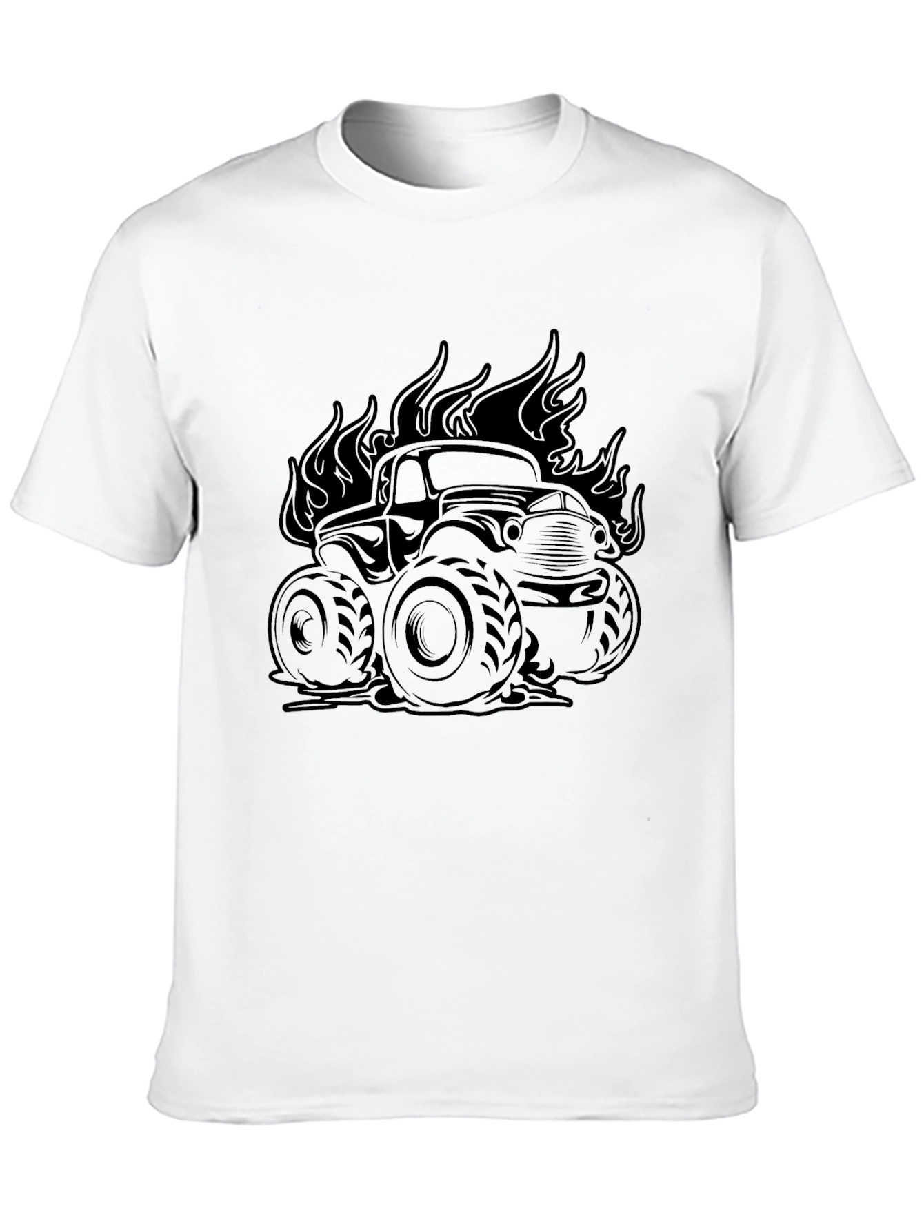 Monster Truck Flames Graphic Tee - Black