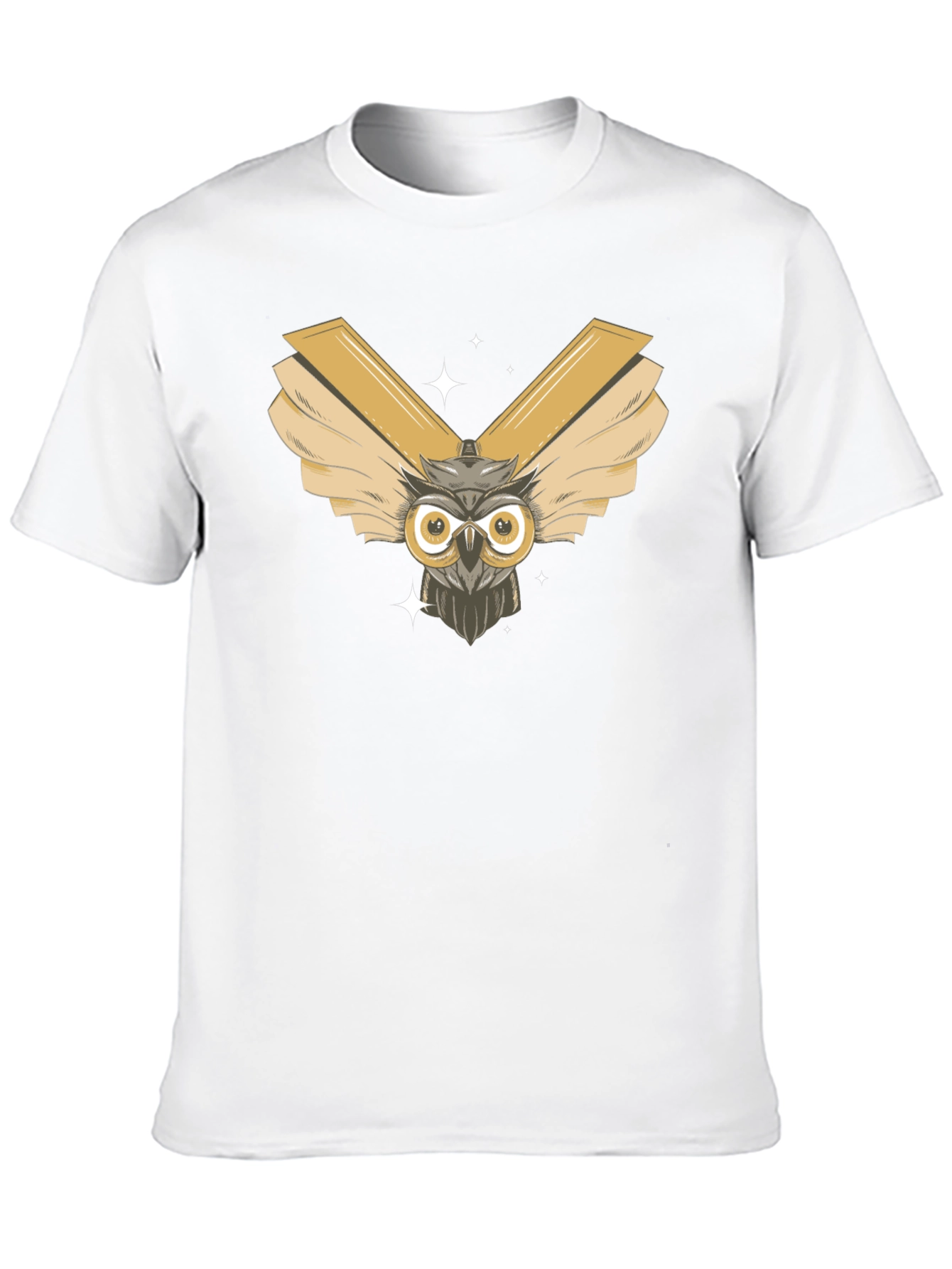 Owl Wings Graphic Tee - Mens Black Cotton T-Shirt