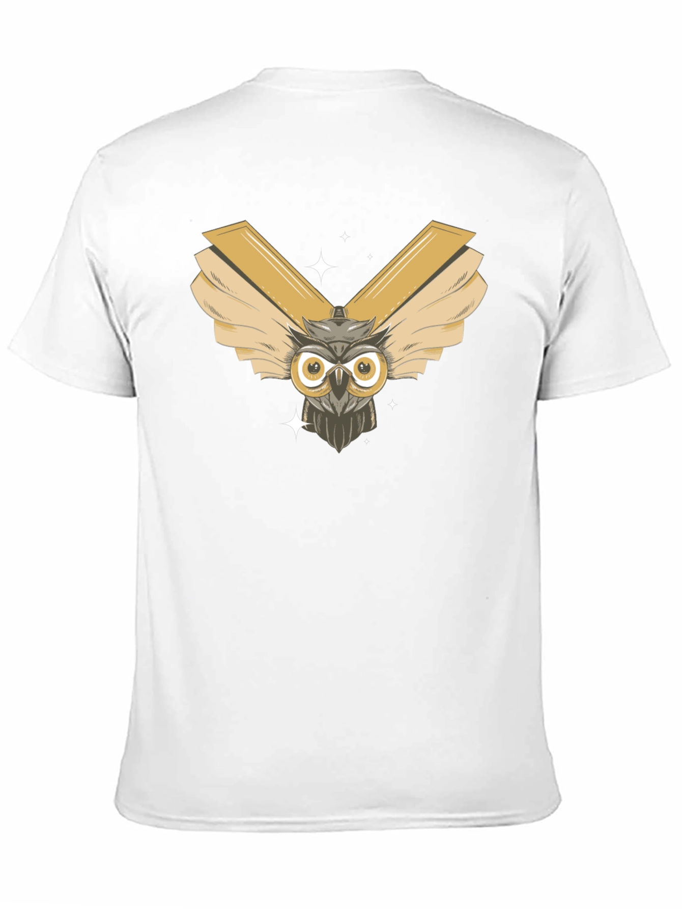 Owl Wings Graphic Tee - Mens Black Cotton T-Shirt