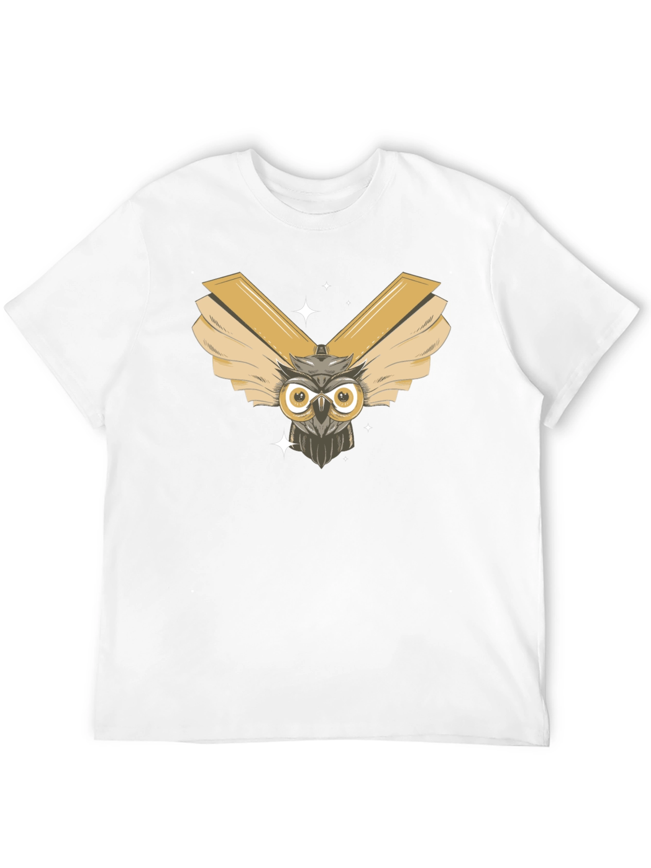Owl Wings Graphic Tee - Mens Black Cotton T-Shirt