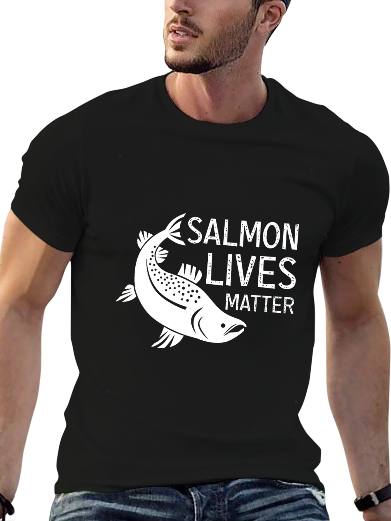 Salmon Lives Matter Graphic Tee - Black