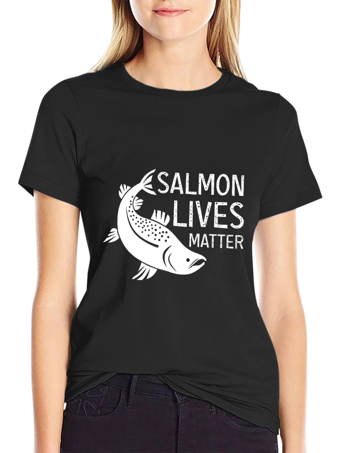Salmon Lives Matter Graphic Tee - Black