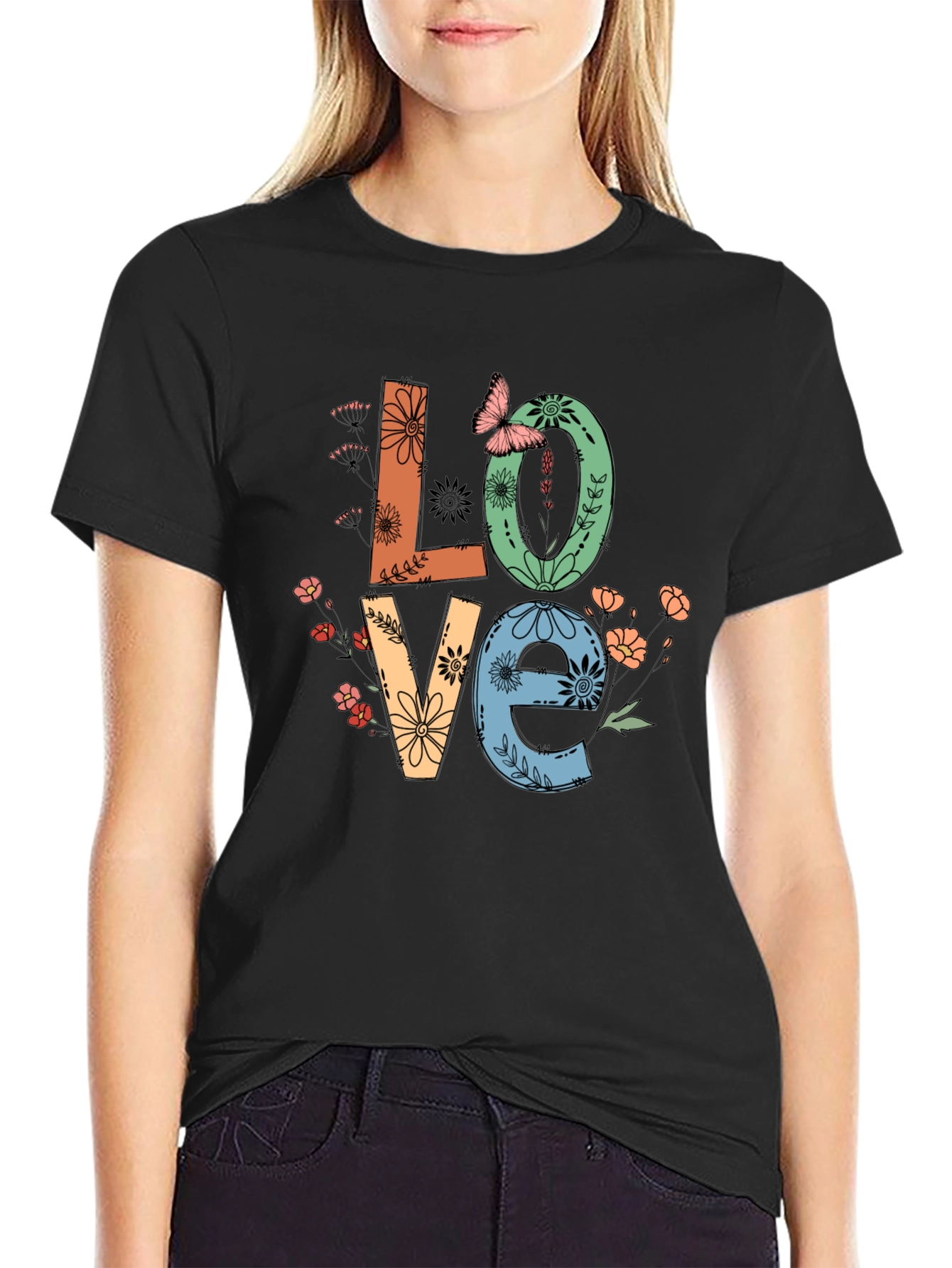 Floral Love Graphic Tee - Stylish Unisex T-Shirt