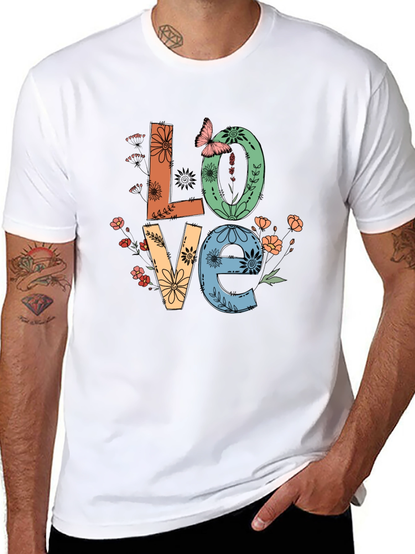 Floral Love Graphic Tee - Stylish Unisex T-Shirt