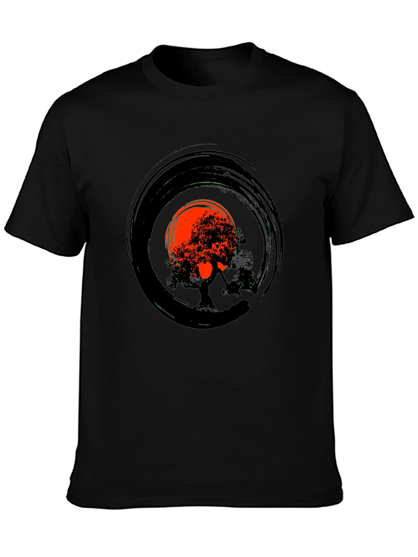 Zen Tree Circle Graphic Tee - Black
