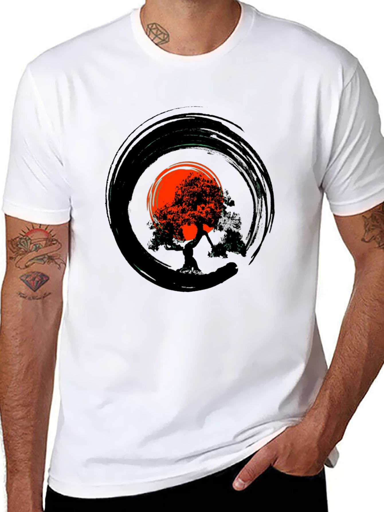 Zen Tree Circle Graphic Tee - Black