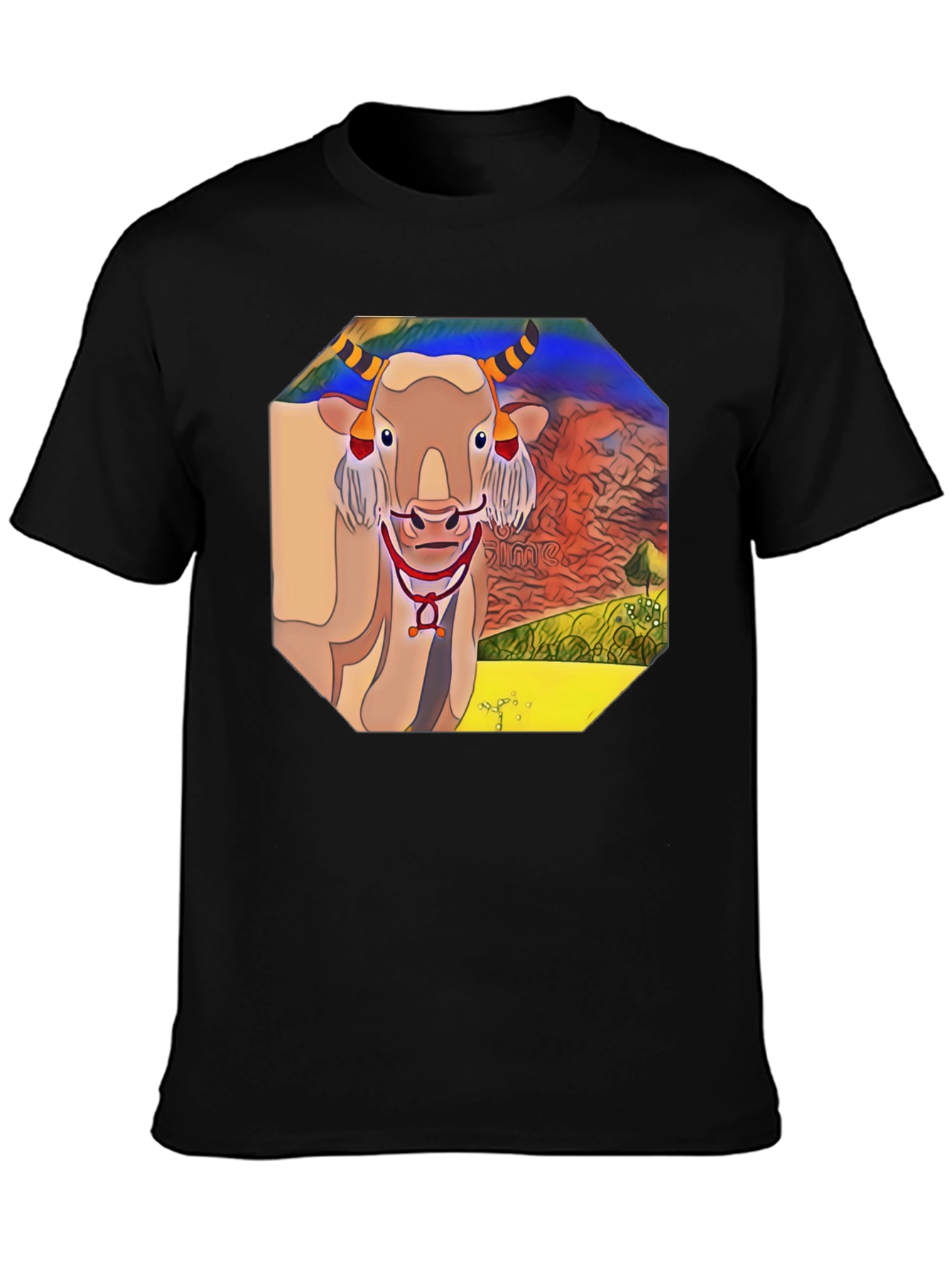 Unique Graphic Tee - Cartoon Bull Design
